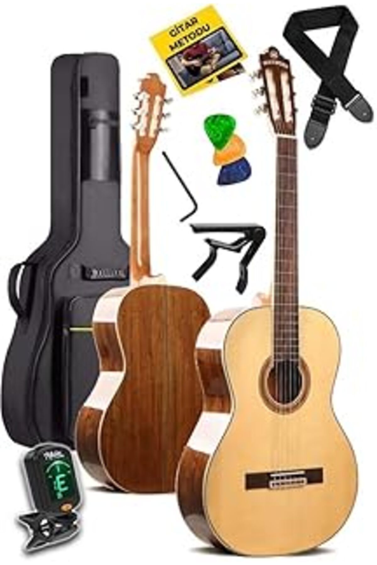 Pazarcan Maxword X45 Profesyonel Masif Ağaç Klasik Gitar Seti 4/4 Yetişkin Seri Üst Segment