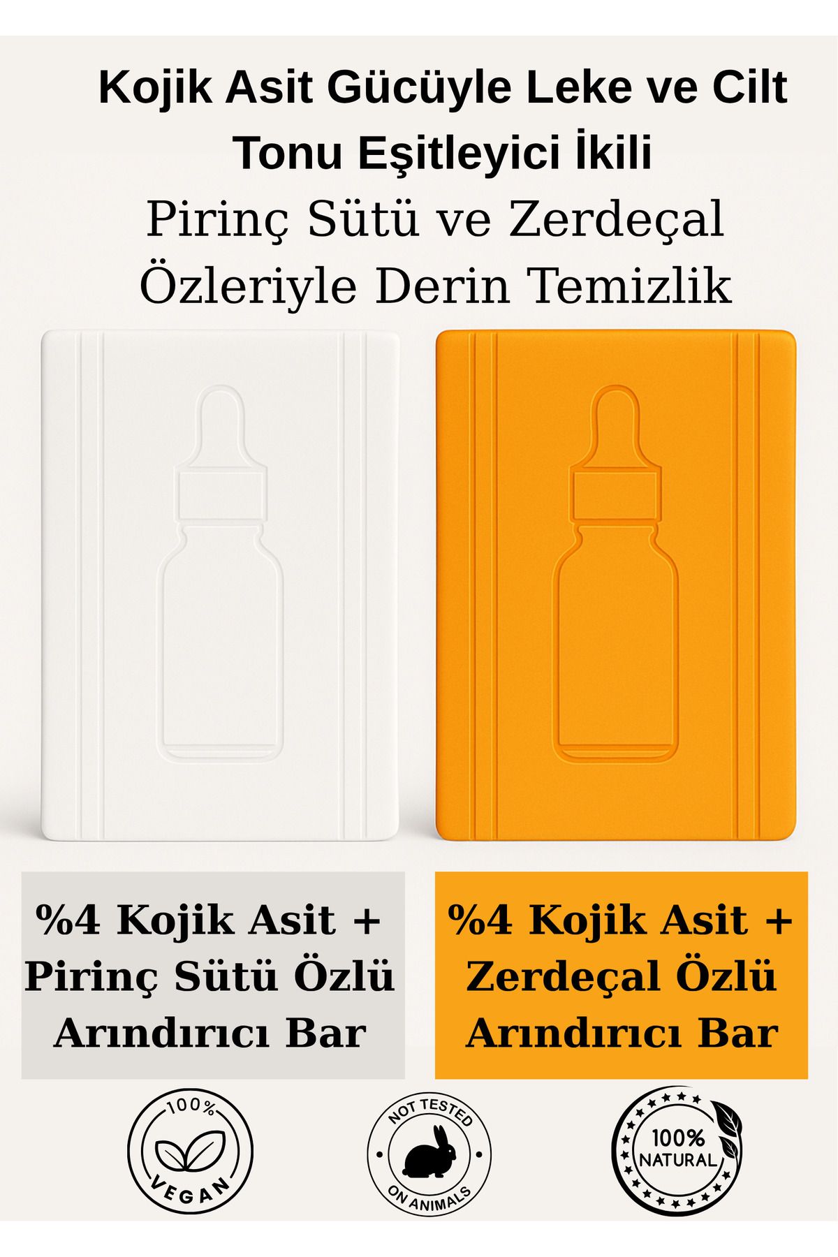 SOAVİE Kojik Asitli Çift Etki – Aydınlatır ve Arındırır Pirinç Sütü & Zerdeçal Özlü Doğal Temizlik Barı