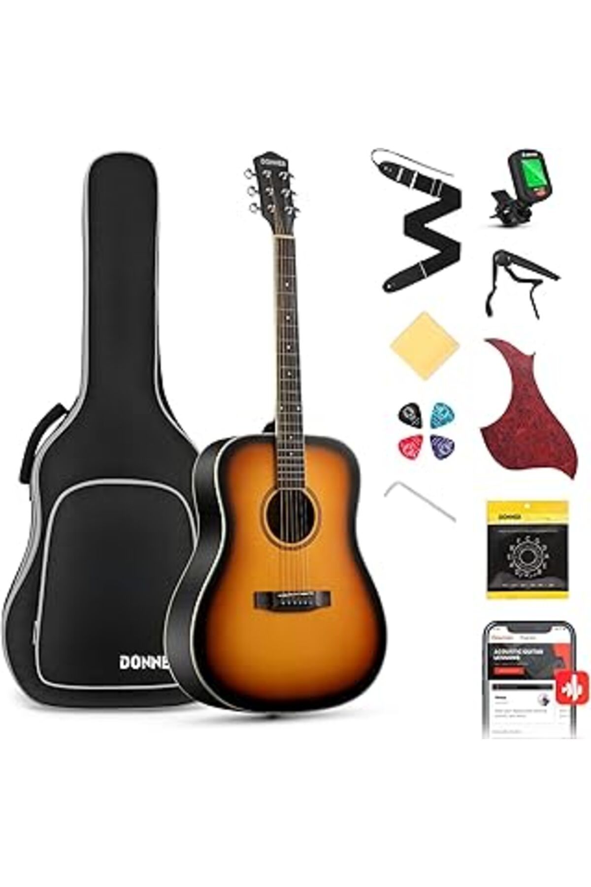 Pazarcan Donner Dag-1S Akustik Gitar Paketi (Sunburst)