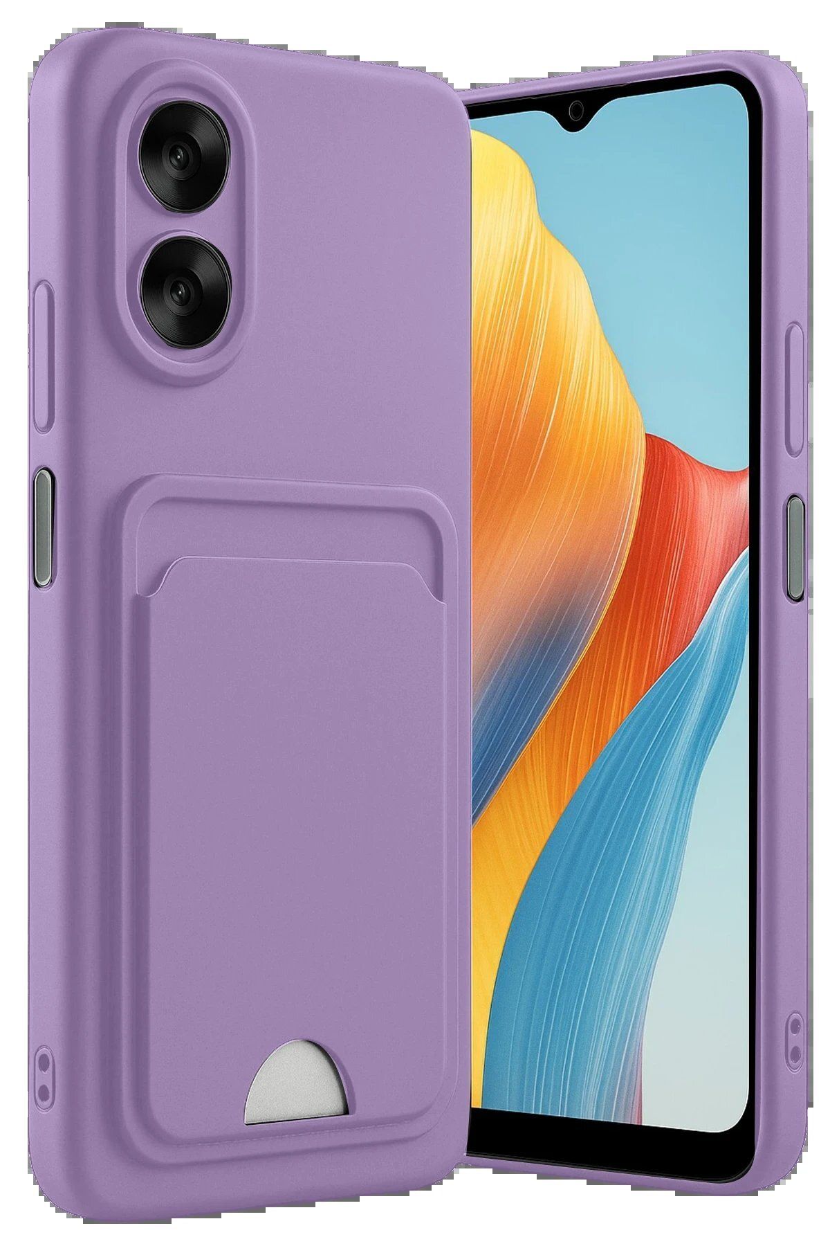 Toptan Bulurum Oppo A38 Kılıf Kelvin Kartvizitli Silikon - Lila