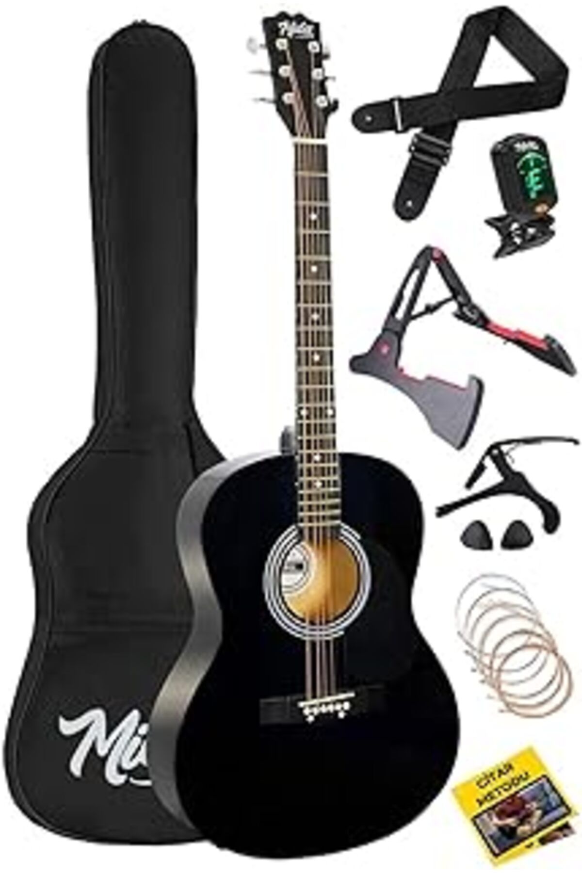 Pazarcan Rg-550bk Pack Kaliteli Siyah 40 Inç Akustik Gitar Seti 4/4 Yetişkin