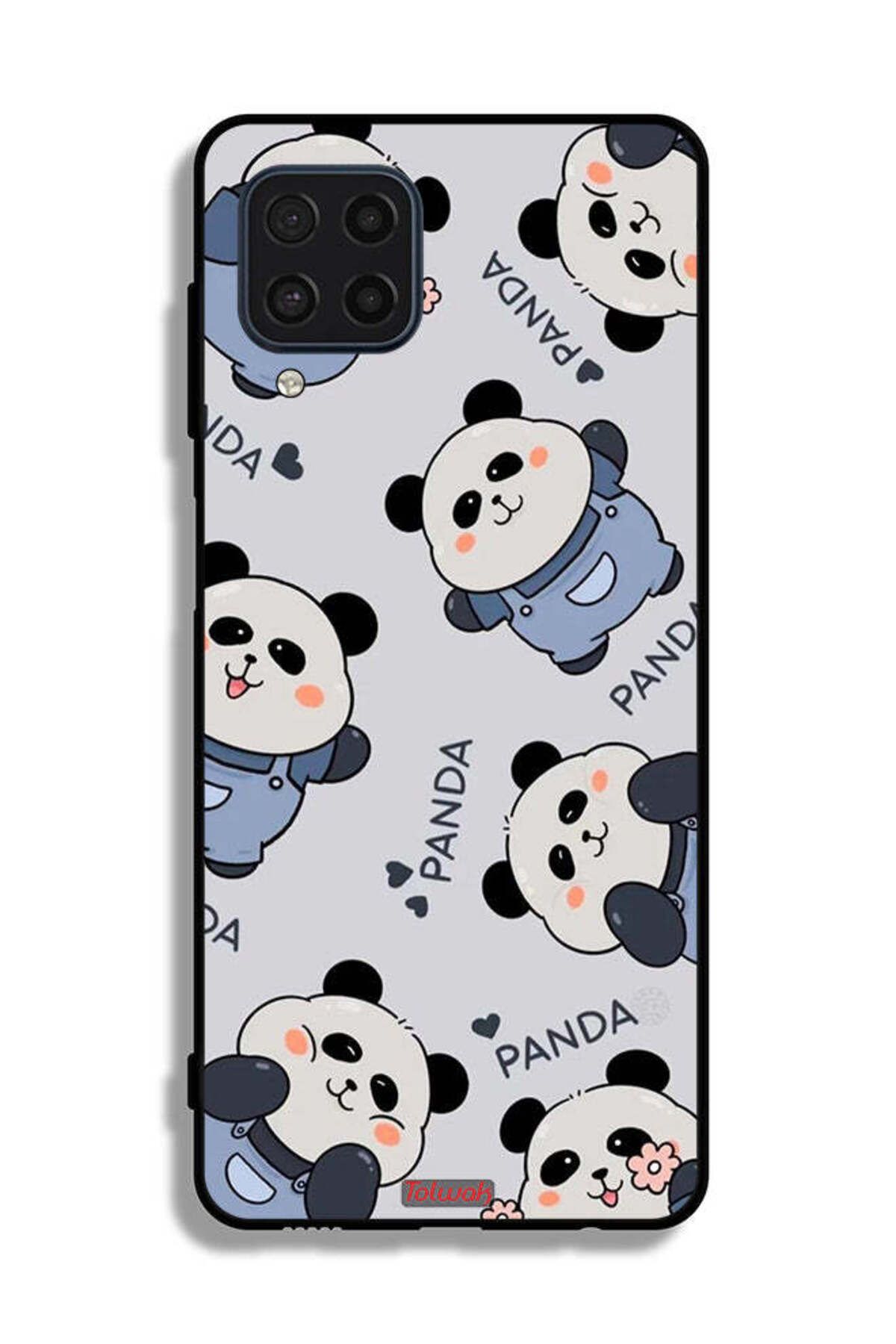 Tolwak-Samsung Galaxy M22 Protective Case Cover Pattern Of Pandas 2