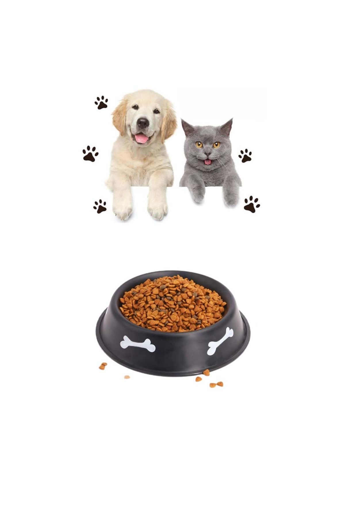 Paras Ticaret Hayvanlar için Çelik Kaydırmaz Büyük Boy Su Mama vb Kabı Kedi Köpek Su Mama Kabı (Alt Taban: 21,9 Cm