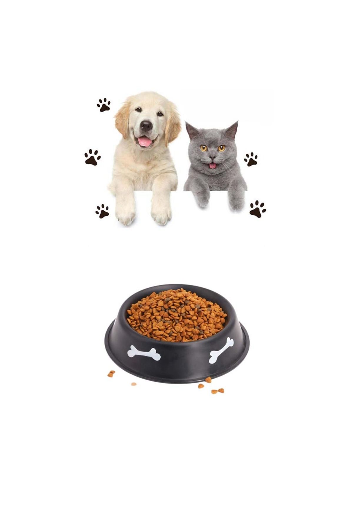 Paras Ticaret Hayvanlar için Çelik Kaydırmaz Orta Boy Su Mama vb Kabı Kedi Köpek Su Mama Kabı (Alt Taban: 18,2 cm)
