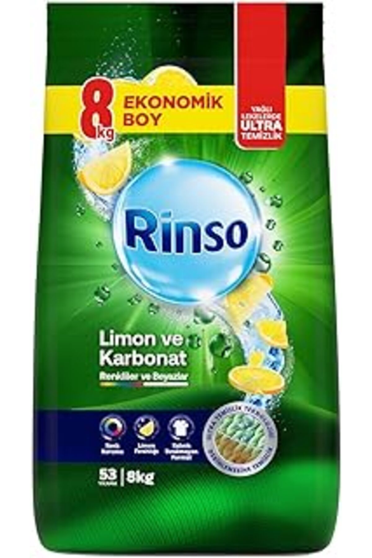 Pazarcan Toz Çamaşır Deterjanı Limon Ve Karbonat Renkliler Ve Beyazlar İçin 8 Kg
