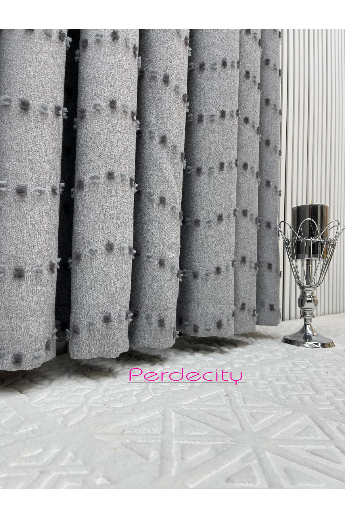 PERDECITY-Bohemian Style Pom-Pom Aleppo Gray Backdrop Curtain [Single Wing] Ironing Does Not Ask Suitable for Any Room 6