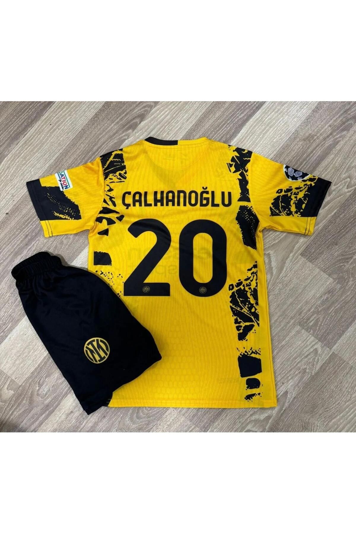 BARBITOS İnter 2024/25 Yeni Sezon Hakan Çalhanoğlu Alternatif Çocuk forması 2'li Set (Yellow)