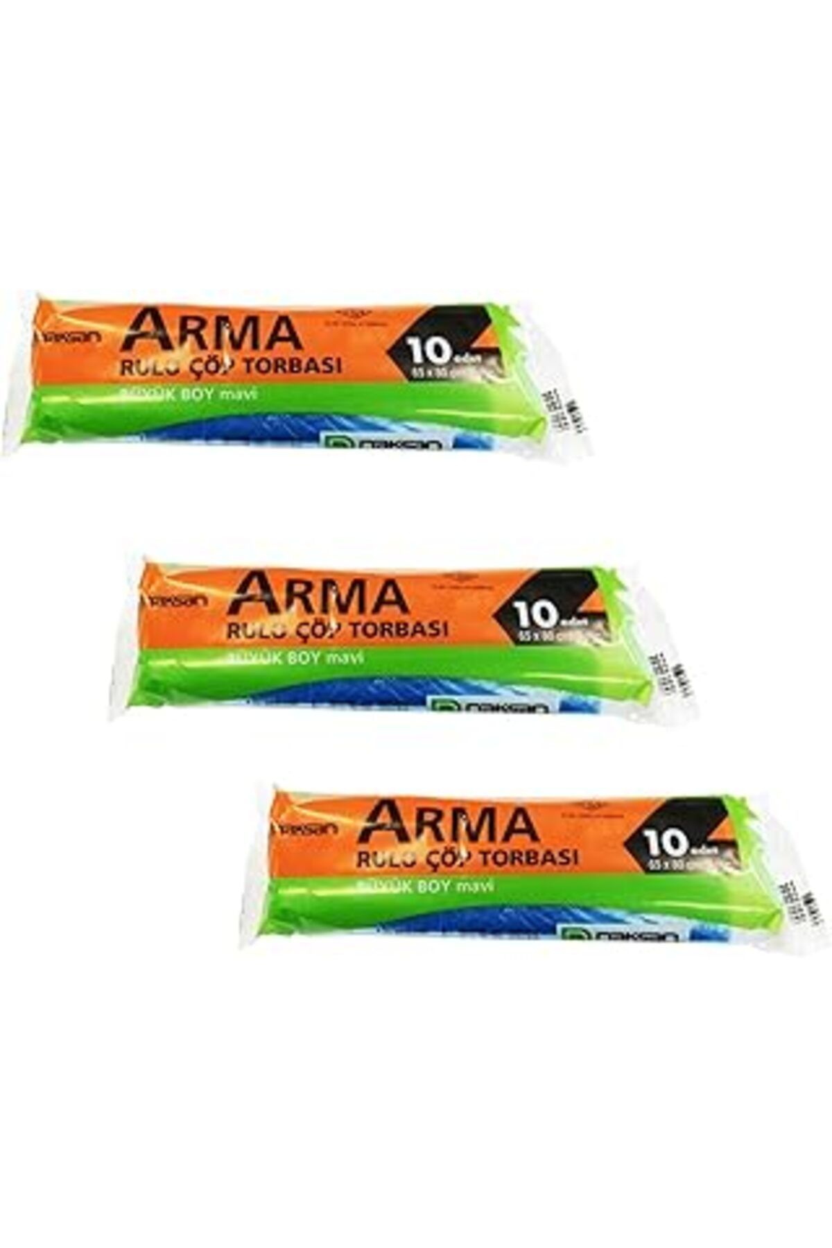 Pazarcan Arma Standart Büyük Boy 50 Litre Çöp Torbası Poşeti / 65 X 80 Cm - Mavi - 10 Adetlik 3 Rulo