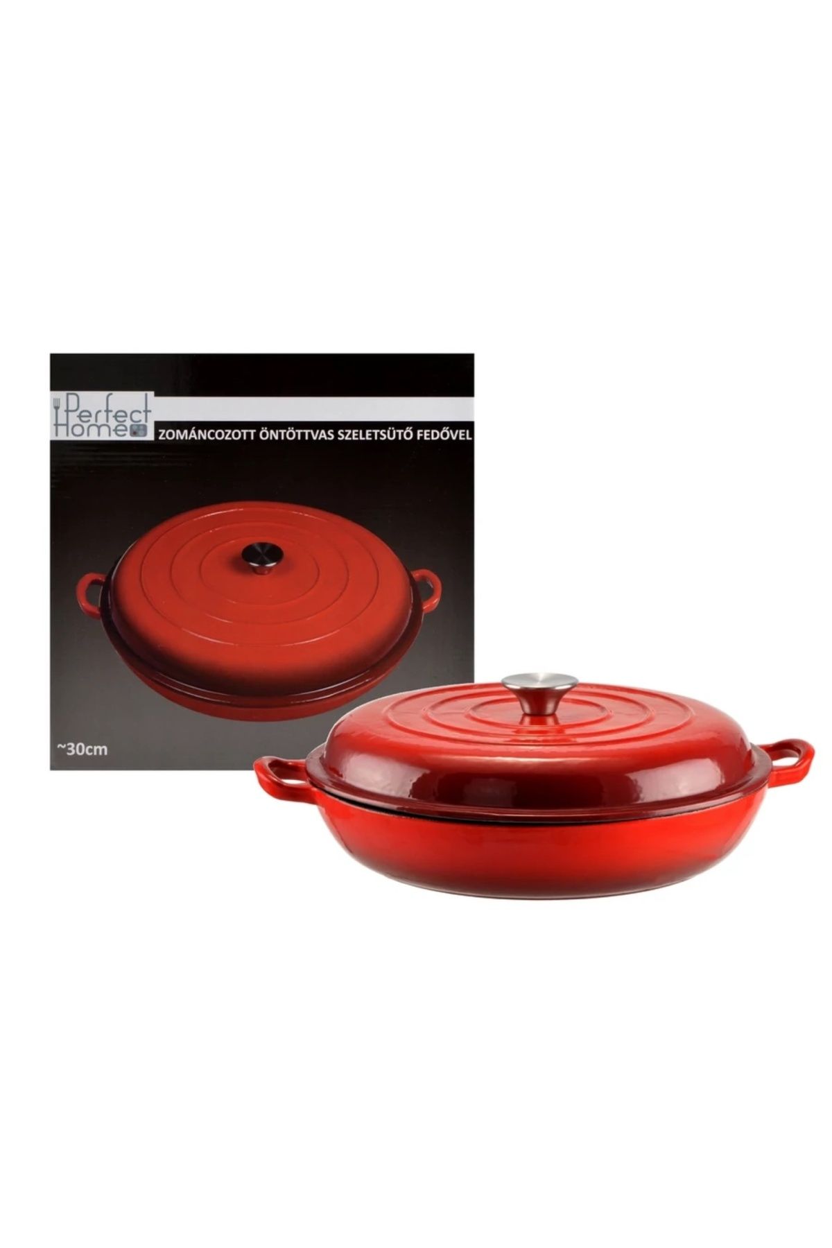 Perfect Home-Enameled Cast Iron Saucepan With Lid 30 Cm, 2.5l – 14017, Red, For Roasting In The Oven 2