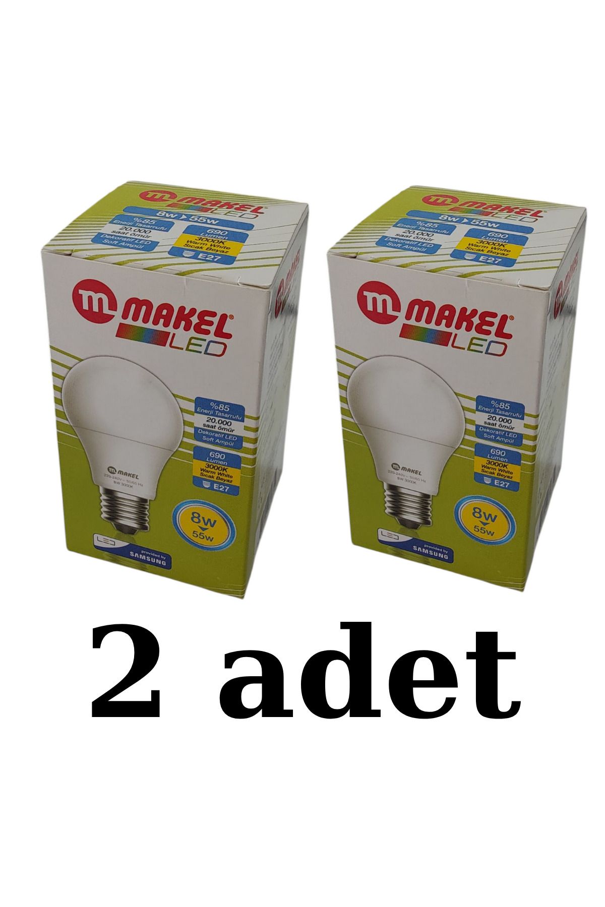 MAKEL - Sıcak Beyaz Tasarruflu Led Ampül (8W ) ( 2 ADET )