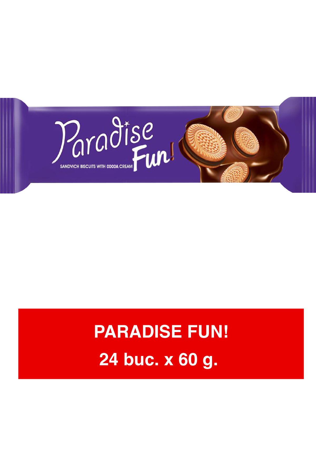 Paradise-FUN – Biscuits with Cocoa Cream – 60g x 24 | Delicious Snack with Rich Filling 1