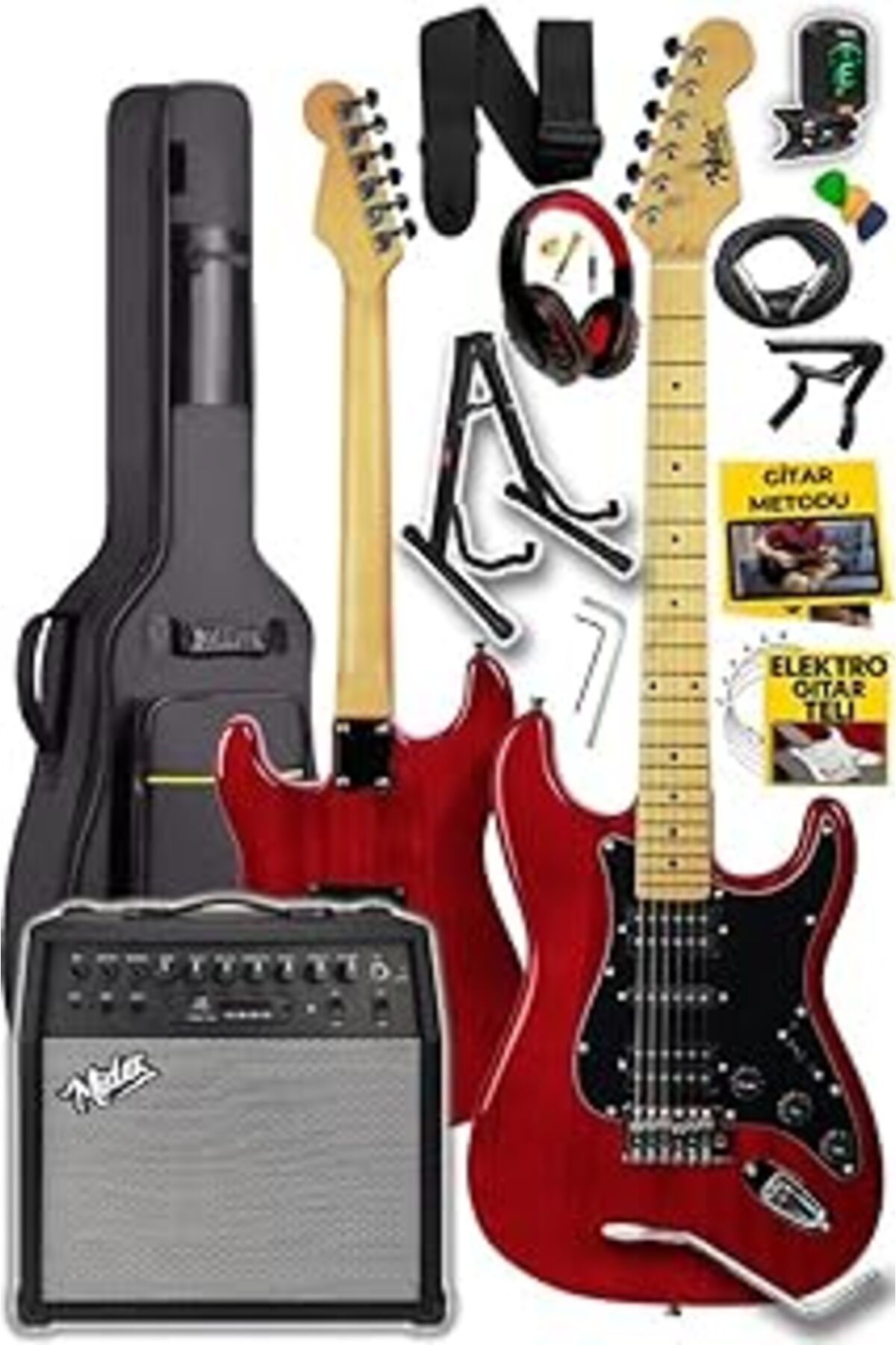 Pazarcan Midex Rph-40rd-50amp 50w Şarjlı Bt Amfili Elektro Gitar Seti Hsh Manyetik Maple Klavye