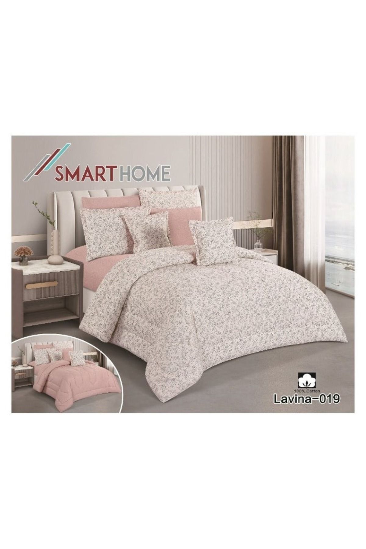 smart home-Double-sided comforter set, 8-piece comforter with comfortable inner filling, 8-piece double comforter fits two people's beds 3