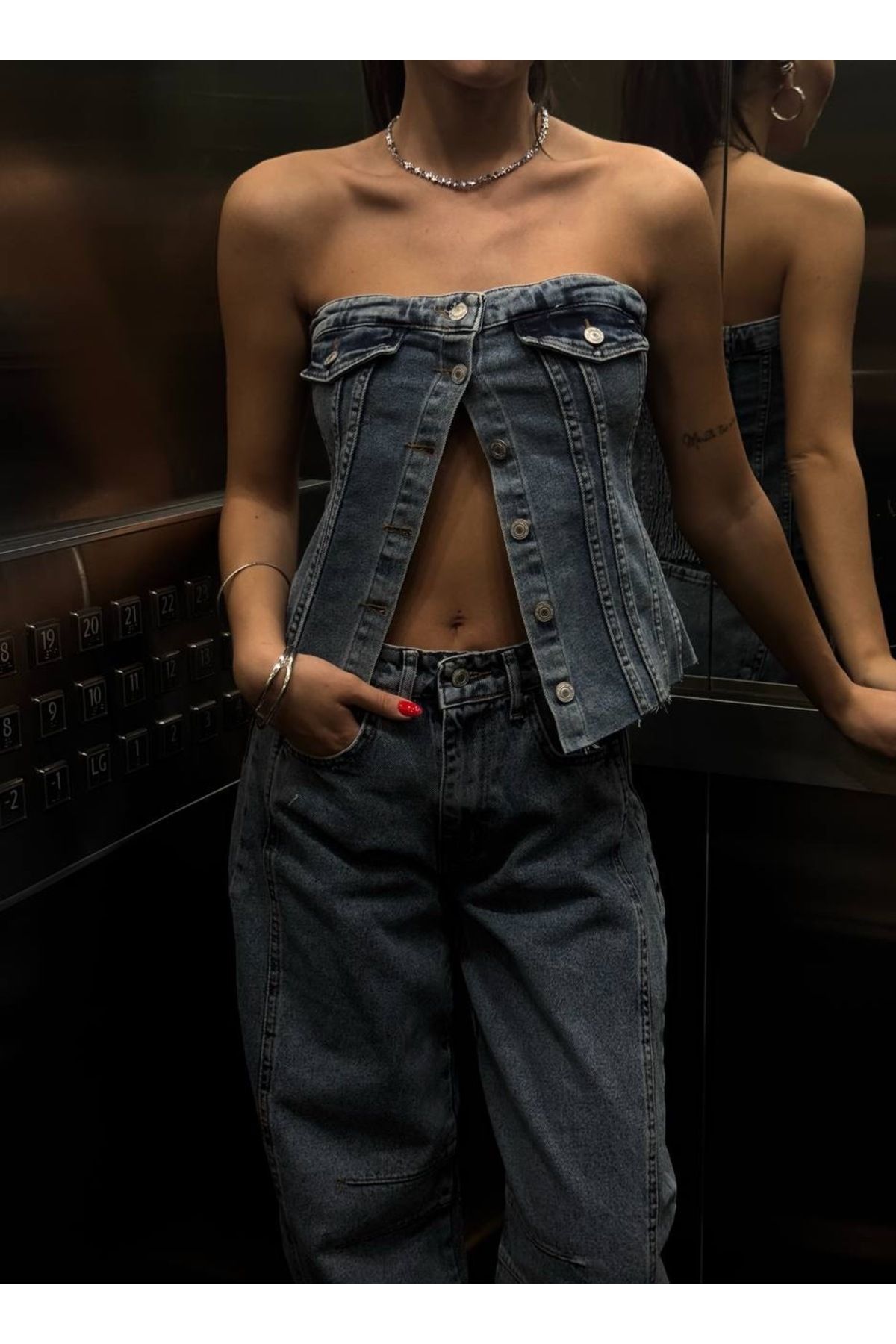 mell'y Tasarım Kot Crop