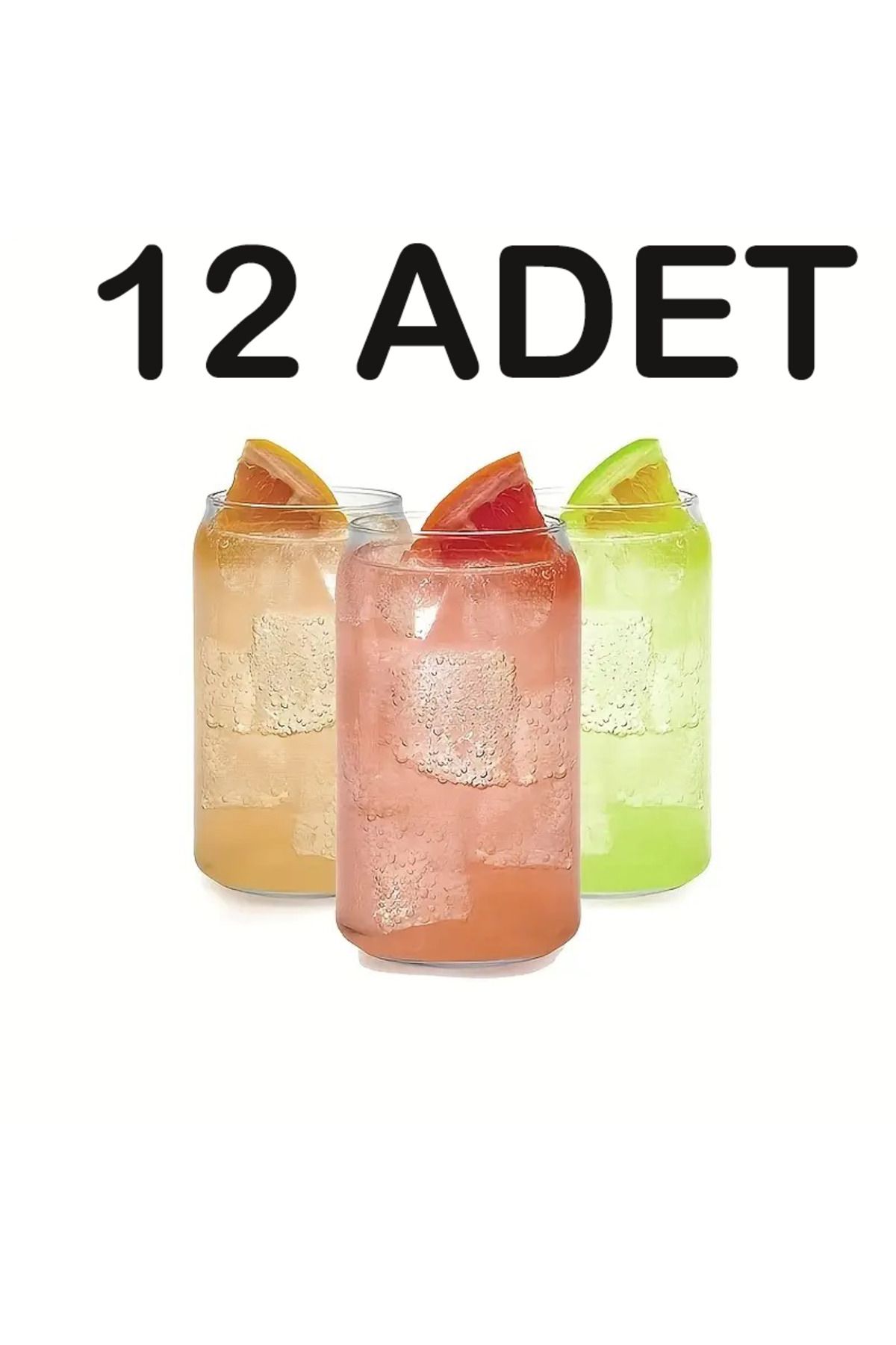 Hiras Dizayn 12 adet Isıya Dayanıklı Borosilikat Cam Kokteyl ve Meşrubat Bardak Soğuk Kahve İçecek Bardak 420ml