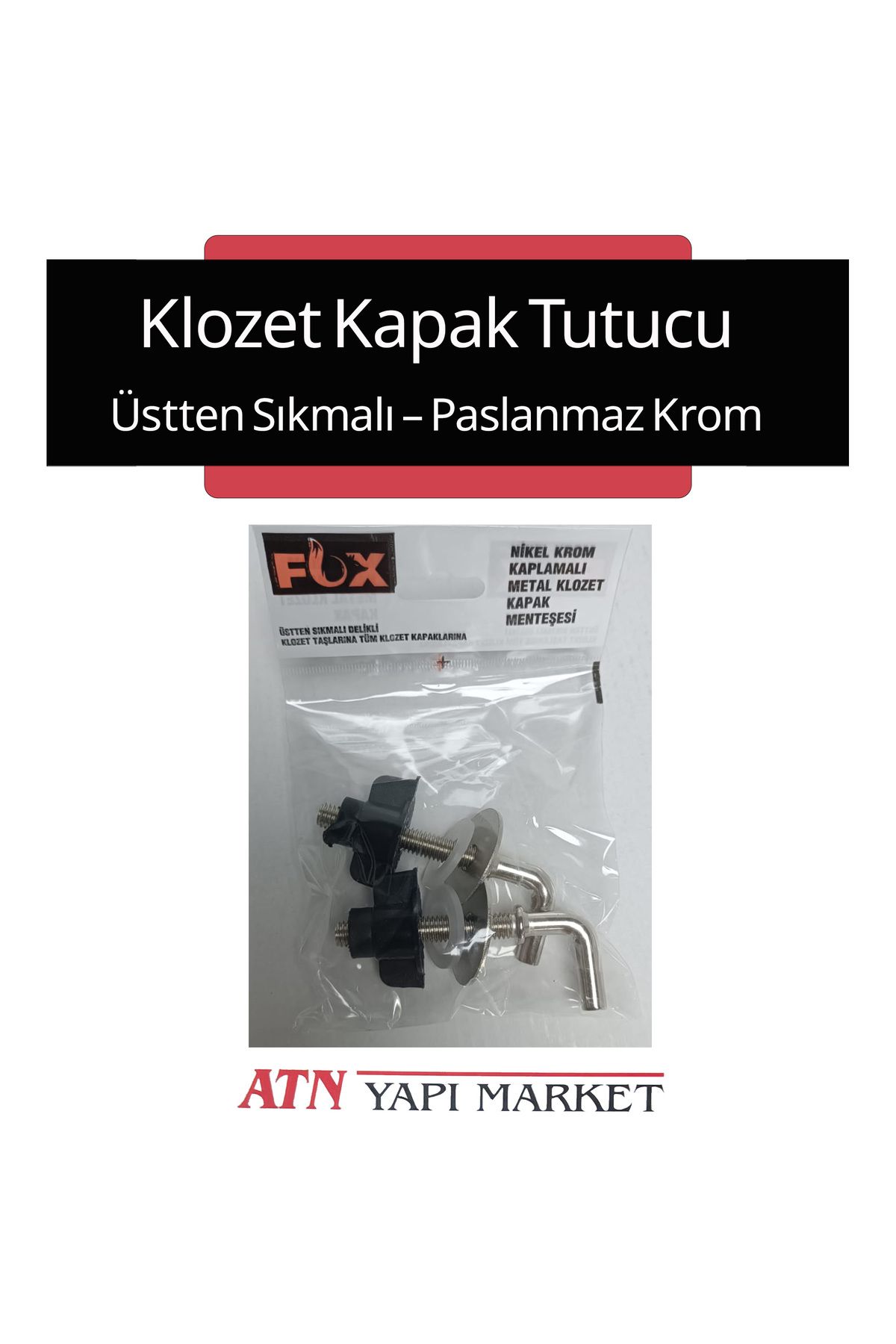 LÜXPAR Fox Üstten Sıkmalı Klozet Kapak Tutucu – Paslanmaz Krom – Tüm Klozet Kapaklarına Uyumlu