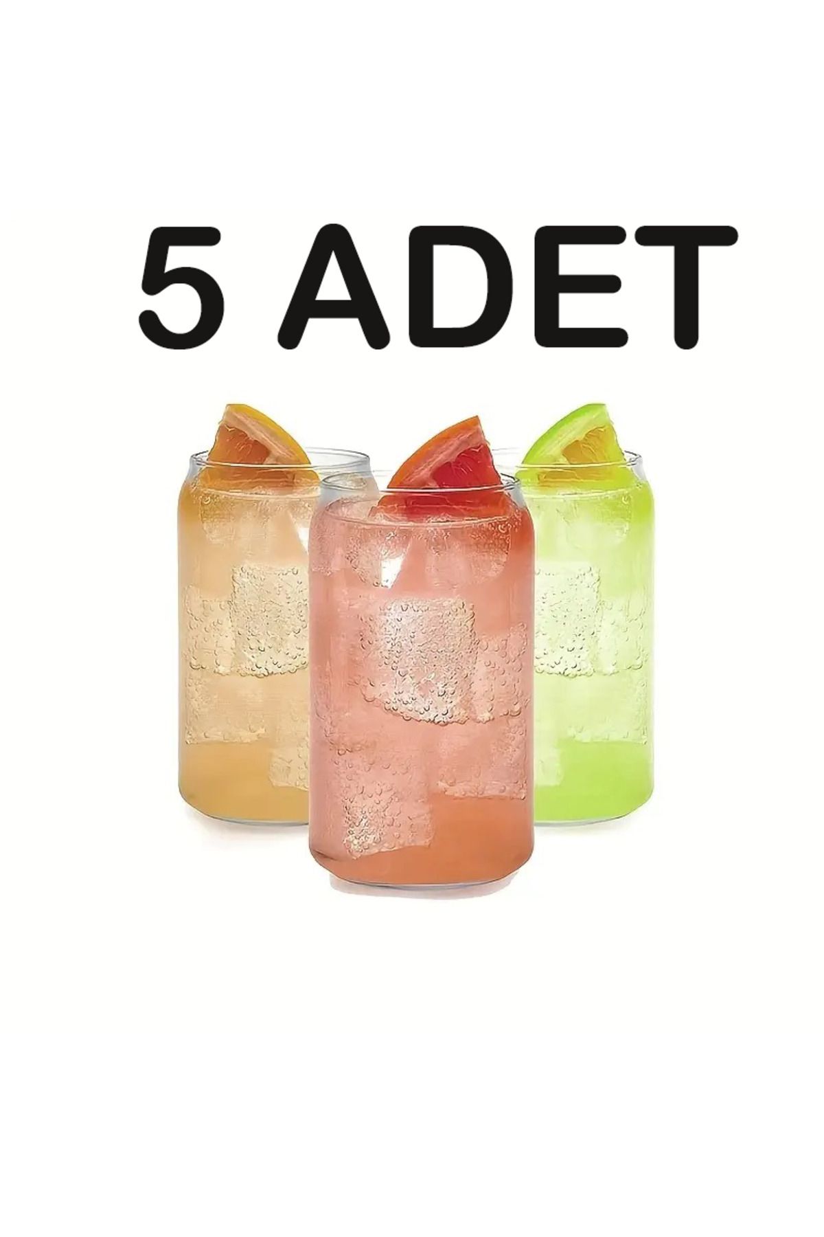 Hiras Dizayn 5 adet Isıya Dayanıklı Borosilikat Cam Kokteyl ve Meşrubat Bardak Soğuk Kahve İçecek Bardak 420ml
