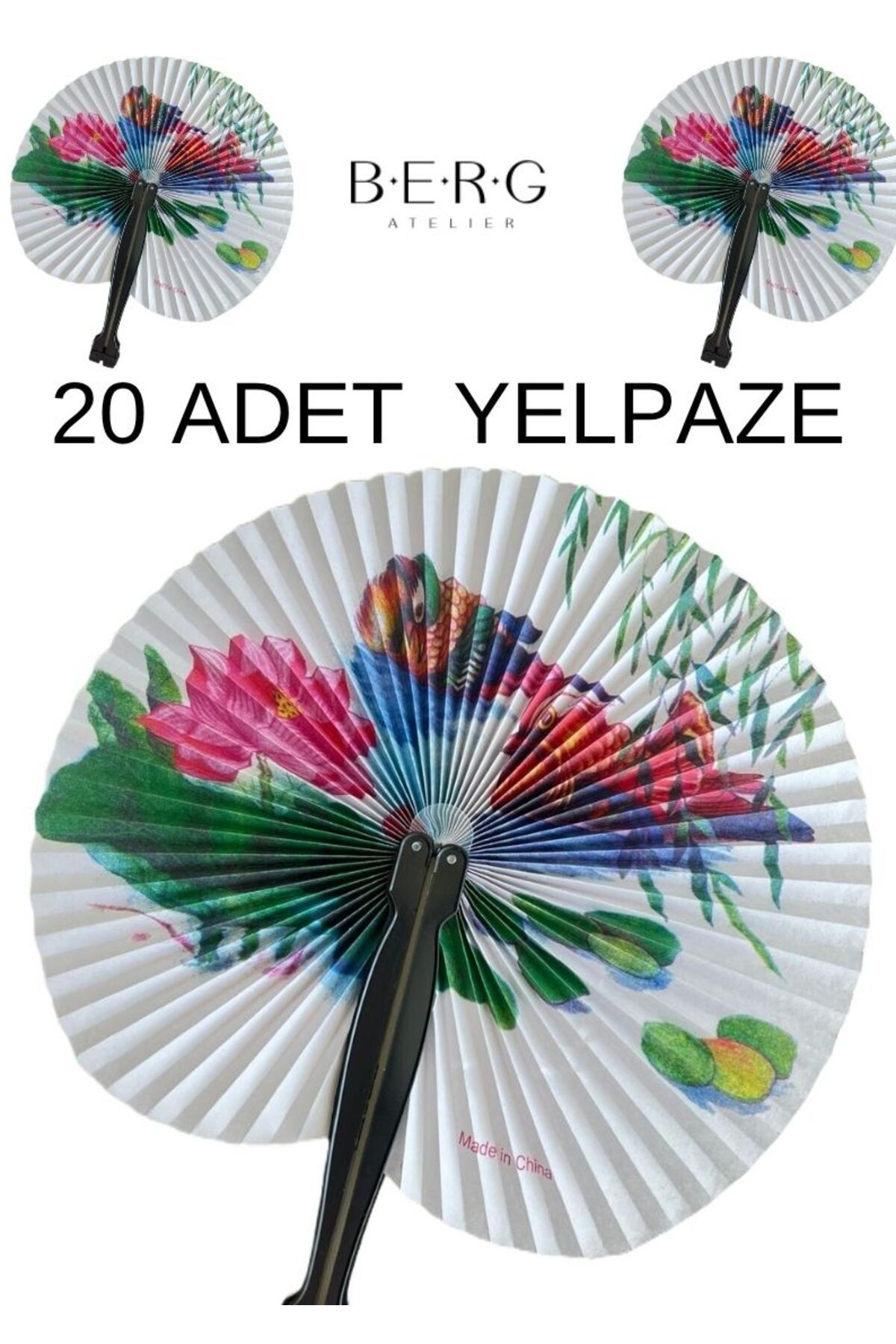 BERG ATELIER Yelpaze 20 adet Kına, Düğün Nişan Hediye Yelpaze
