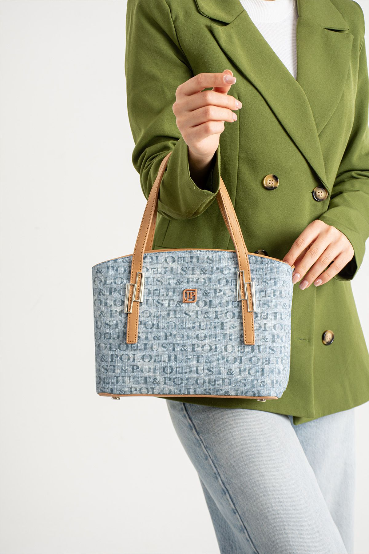 Just Polo Petunya 4030 Gofraj Suni Deri 2 Askılı Kadın El ve Omuz Çanta(Ebat: En 26 Yükseklik 20 Cm)