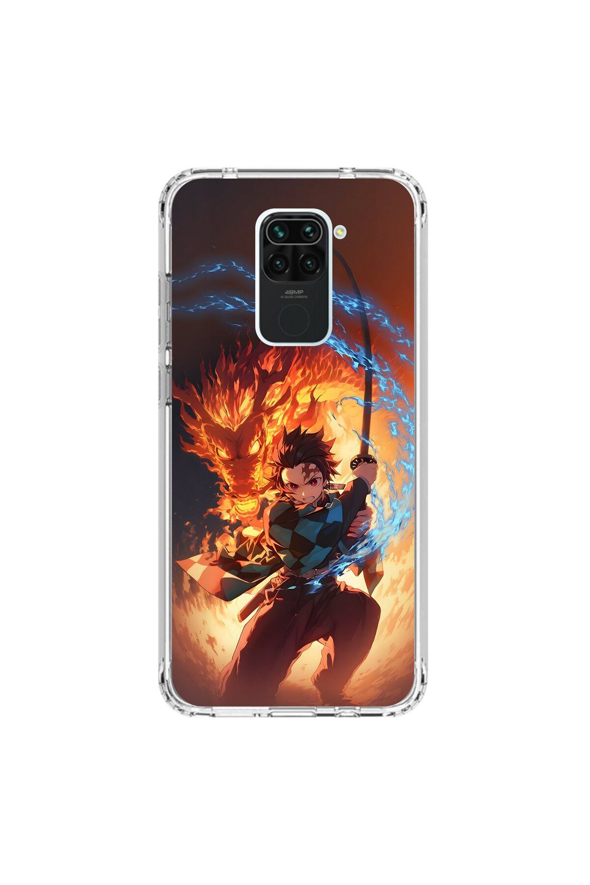 Dali Design Xiaomi Redmi Note 9 Uyumlu Şeffaf Kılıf Demon Slayer 1 Tasarımlı