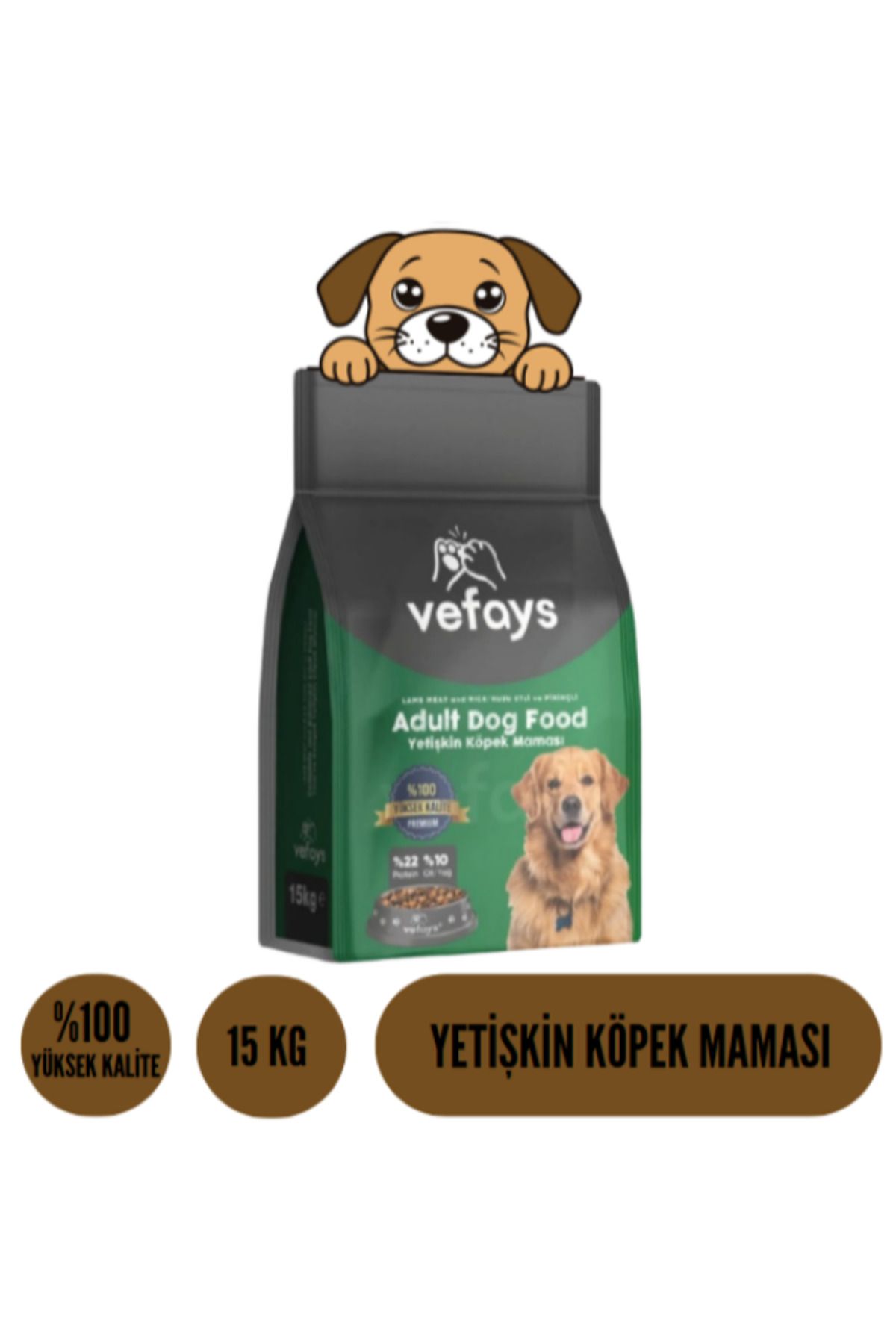 VEFAYS KUZU ETLİ VE PİRİNÇLİ Yetişkin Köpek Maması 15 KG