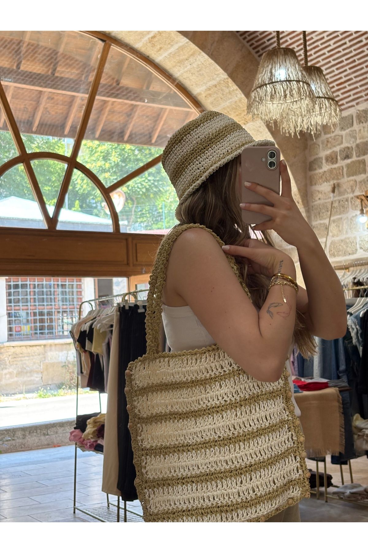 Nora El ÖRGÜSÜ ŞAPKA ÇANTA 2Lİ SET