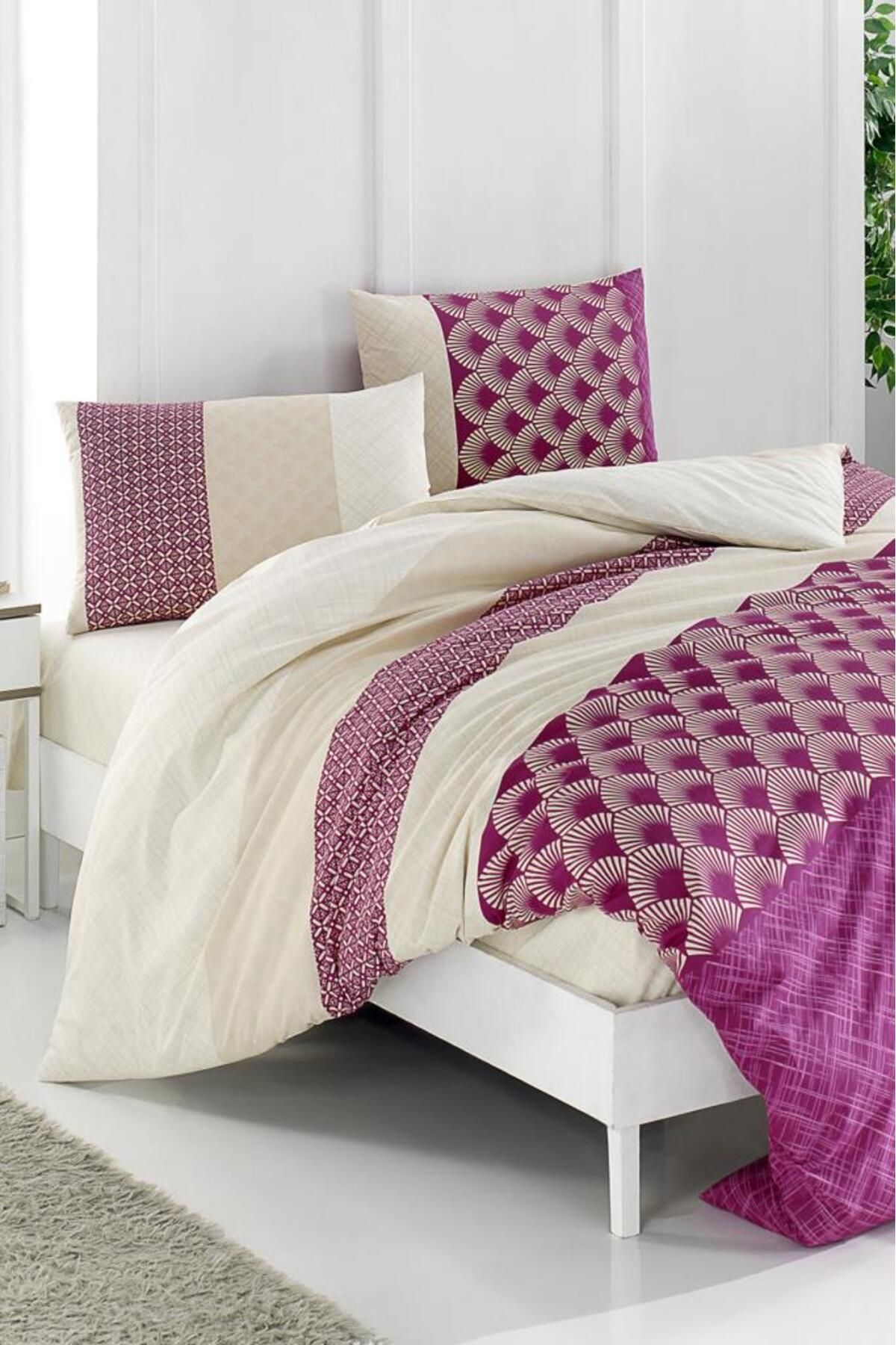 Çeyiz Diyarı Kristal Nil Light Collection Çift Kişilik Nevresim Takımı Mürdüm