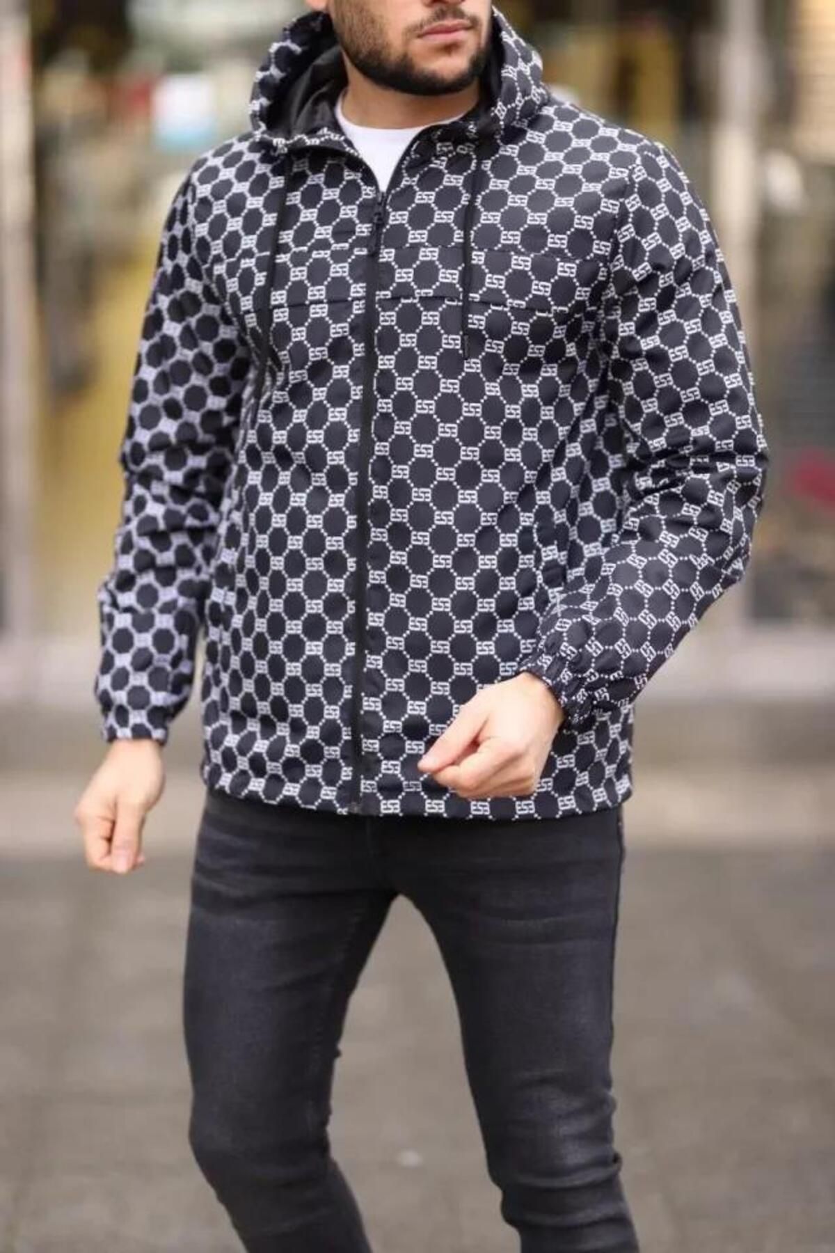 modamtn Unisex Kapüşonlu İçi Astarlı Yağmurluk - Siyah
