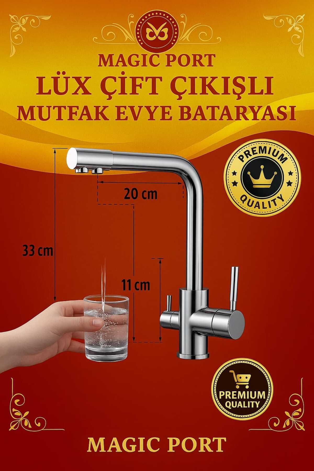 MAGIC PORT FSM LÜX ÇİFT ÇIKIŞLI MUTFAK EVYE BATARAYASI 5 YIL GARANTİ