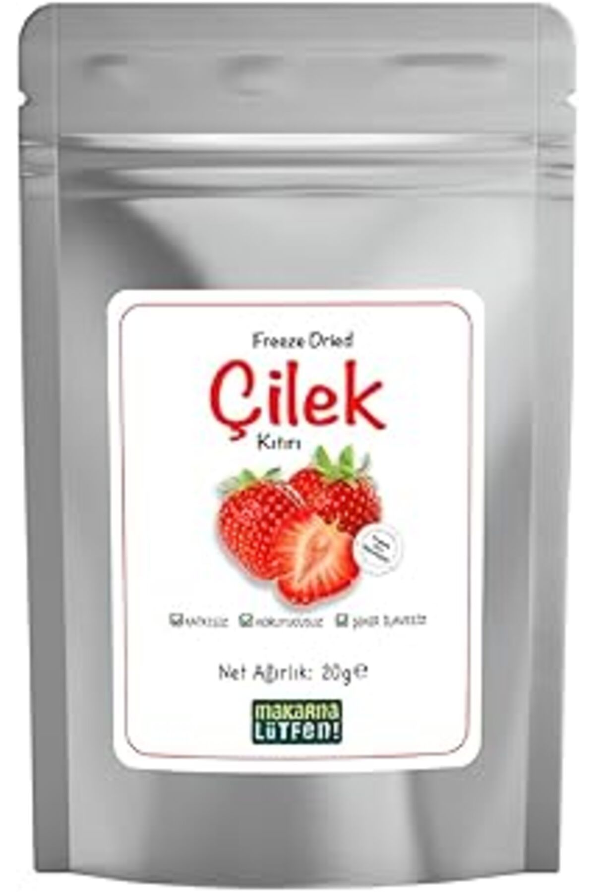 Qedii Çilek Kuru Meyve Cipsi Dondurularak Kurutulmuş Freeze Dried Meyve Kıtırı (20 G)
