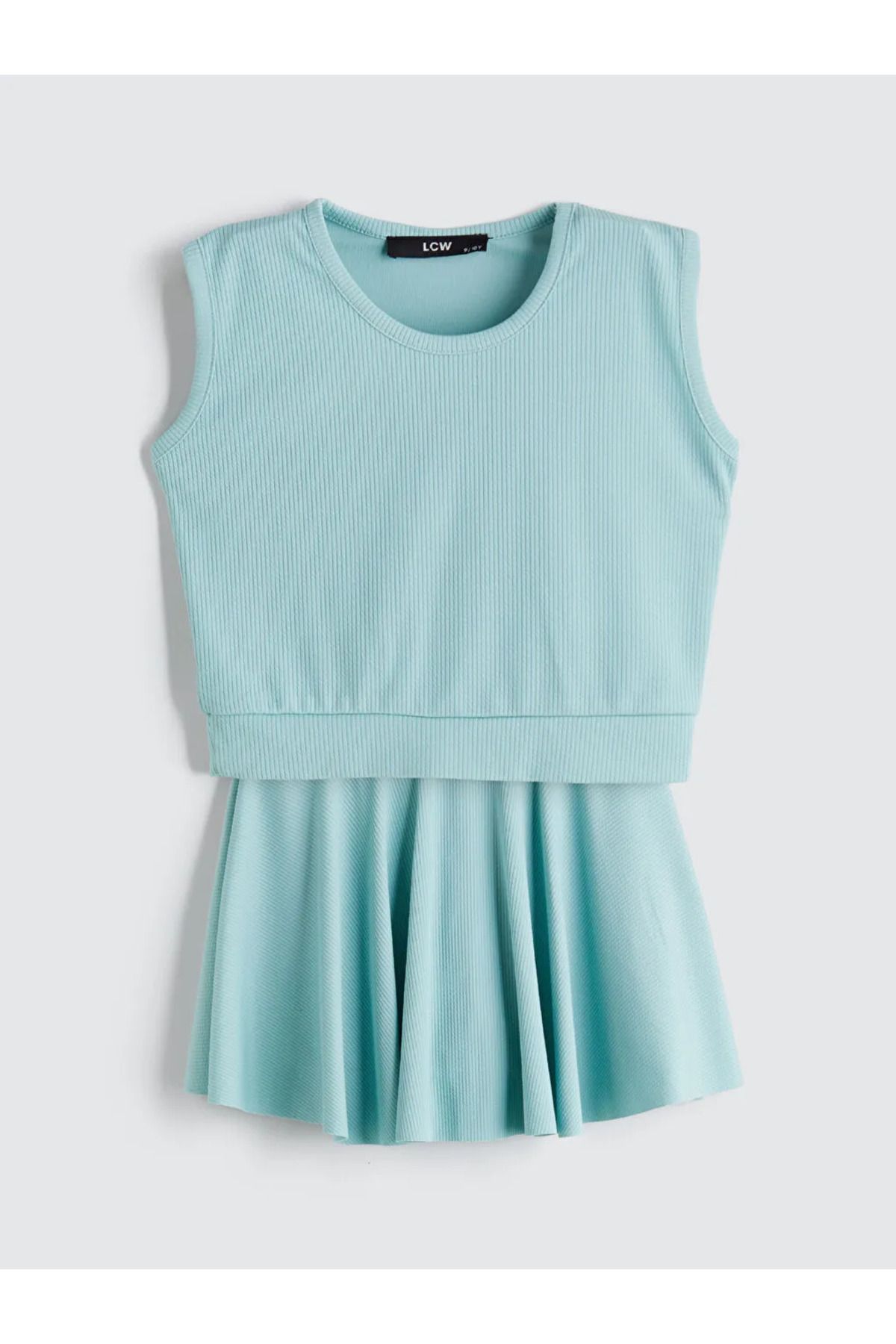 LC Waikiki-Lcw Kids Green Crew Neck Girls Tank Top and Skirt 1