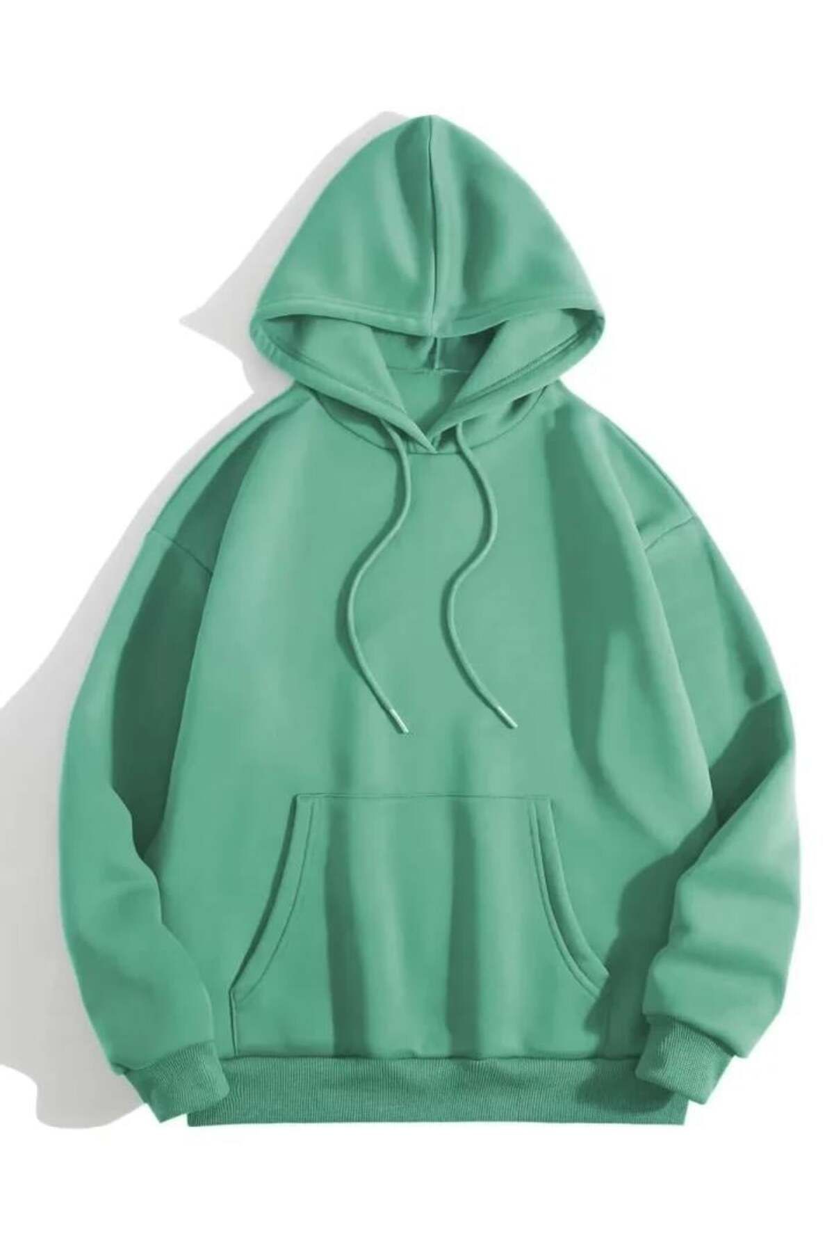 modamtn Erkek Düz Kapüşonlu Sweat - Mint Yeşili