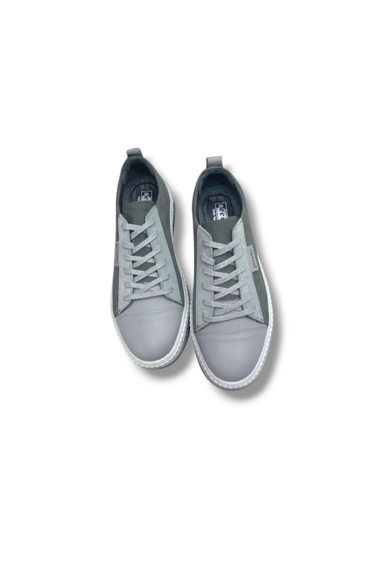 Growish GR245 Hakiki Deri & Nubuk Kaydırmaz Çift Renk Ray Taban Antrasit Erkek Sneaker Ayakkabı