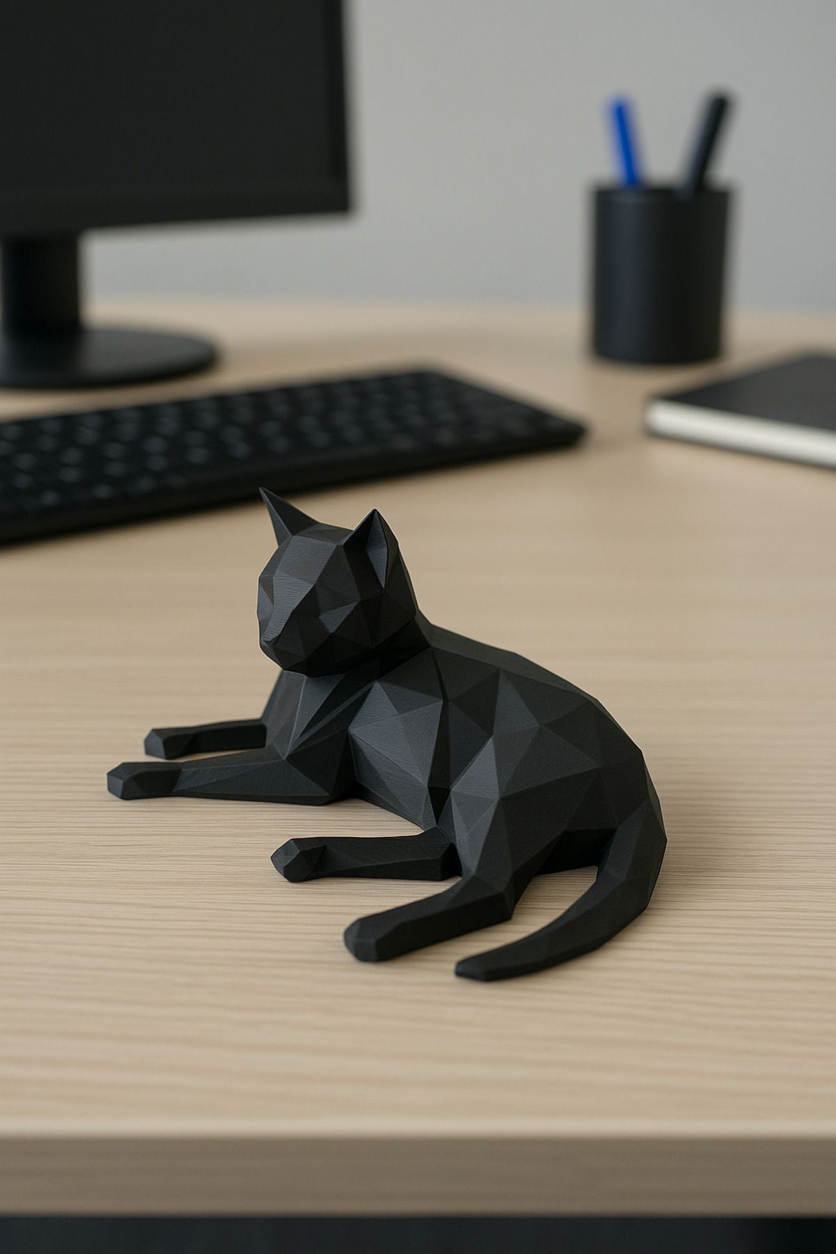 Arkrafit Low Poly Siyah Kedi Figür & Biblo
