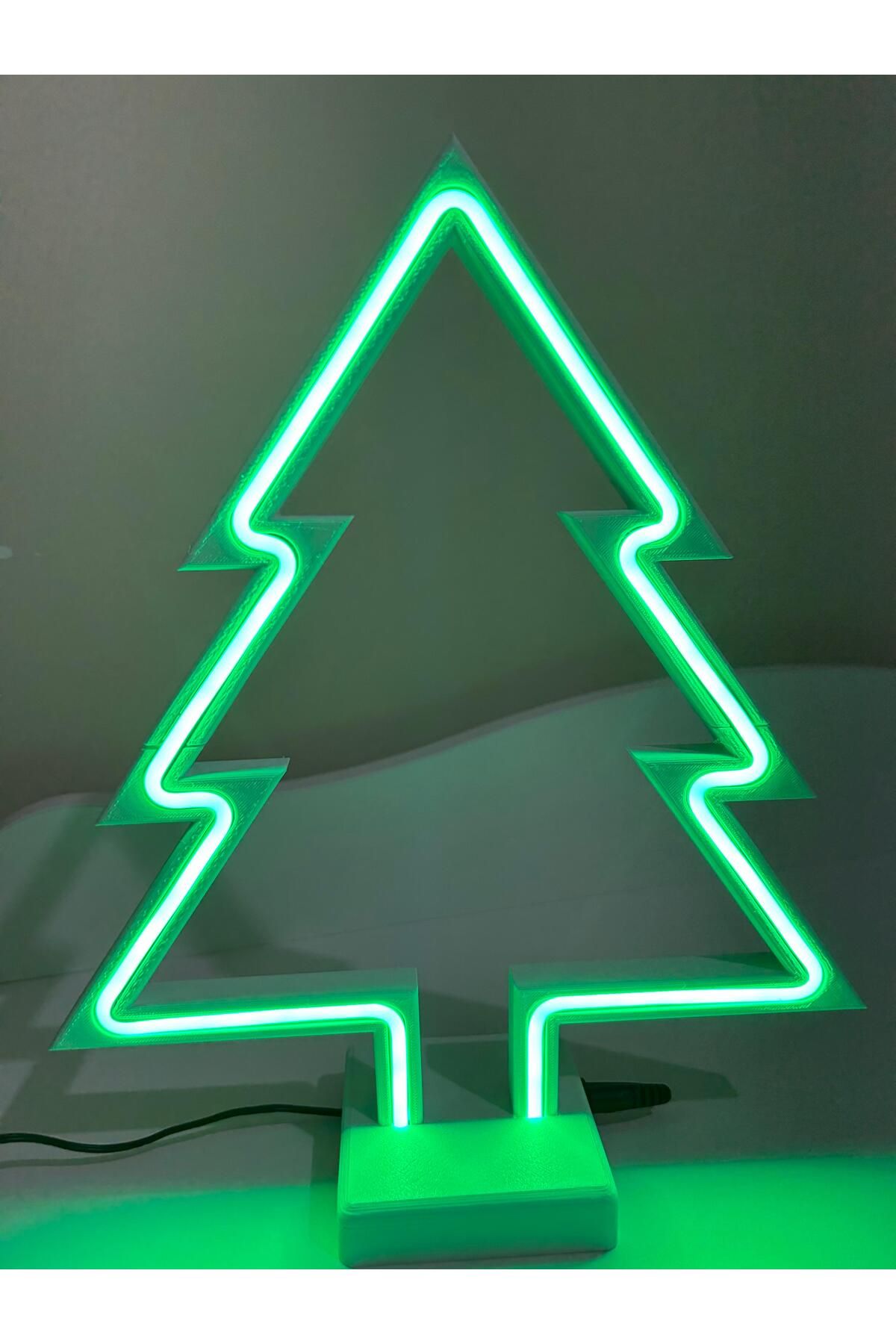 Neon Çam Ağacı Şeklinde Masaüstü Neon LED Lamba – Adaptörlü Aç kapa düğmeli, 3D Baskı