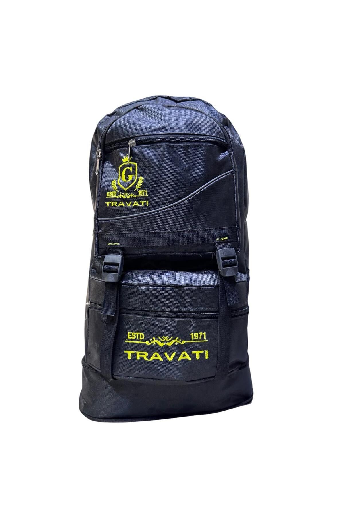 HGR 60 Litre Körüklü Sırt Çantası Siyah Su Geçirmez Çok Gözlü Seyahat-dağcı-kampçı- DEBREM ÇANTASI