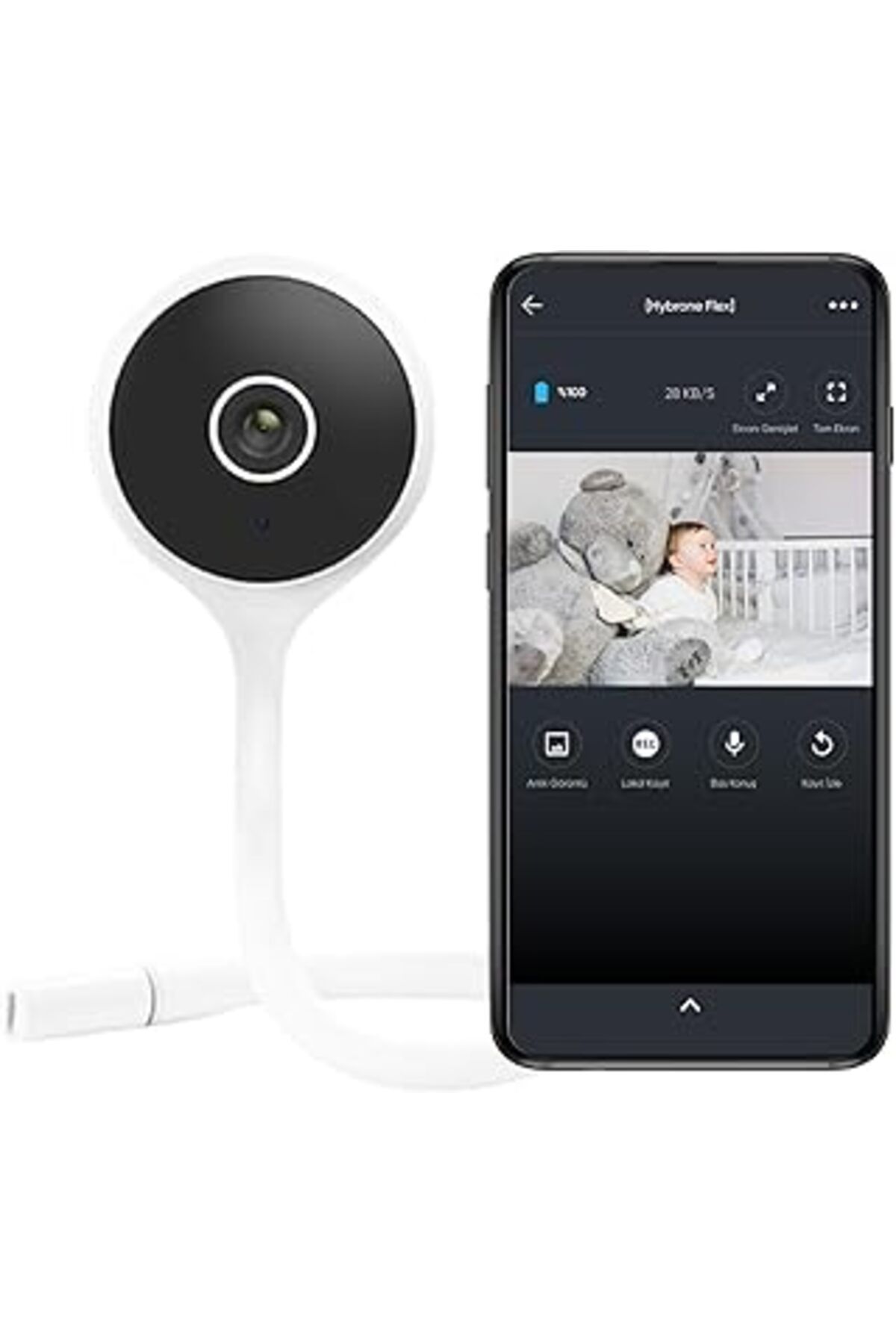 TBSProjects Hybrone Flex Wi-Fi Akıllı Bebek Kamerası, Ağlama Algılama, Ninni Çalma, Sıcaklık Ve Nem Ölçümü, Beb