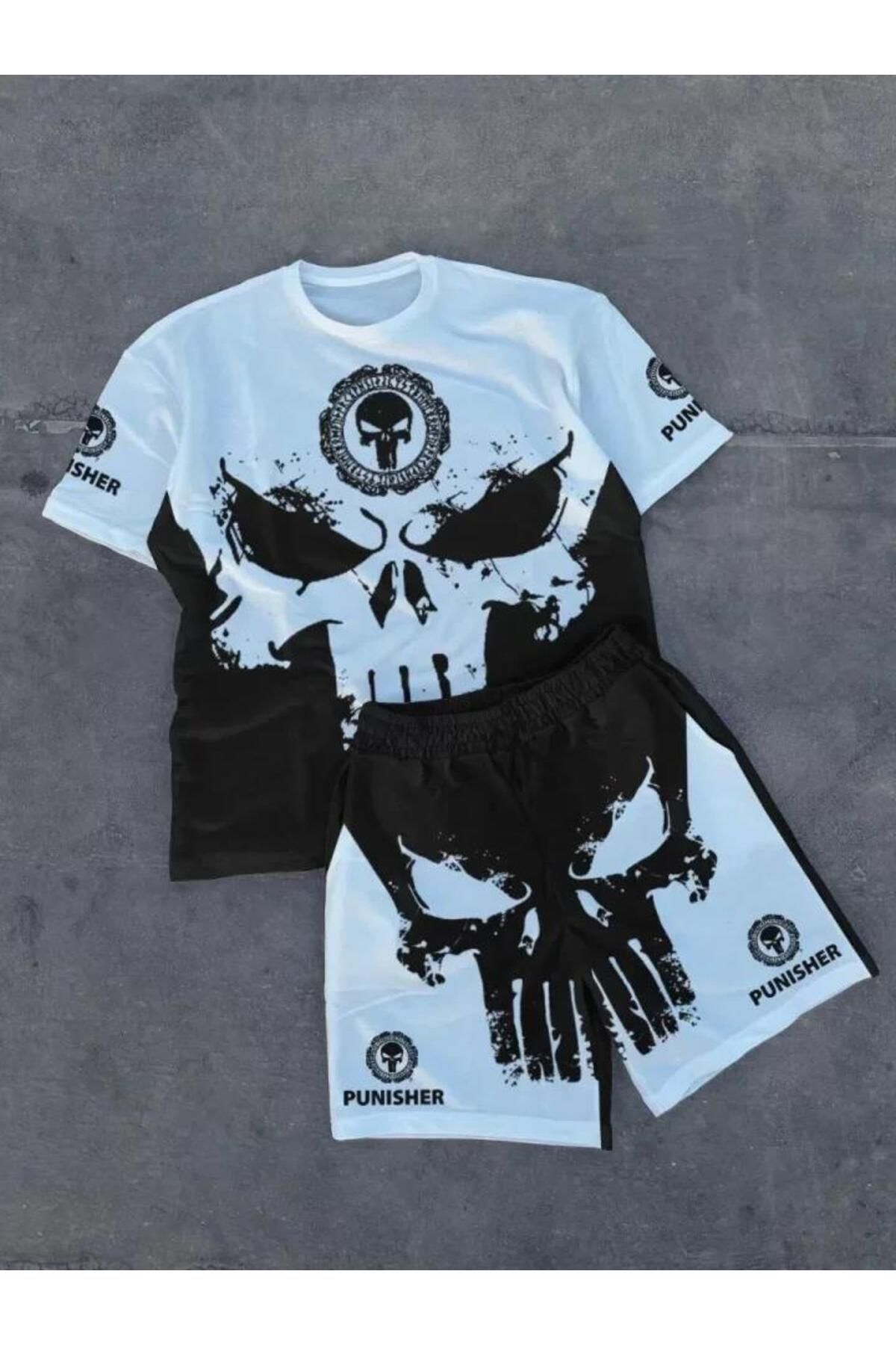 modamtn Unisex Bisiklet Yaka Dijital Baskılı Şortlu Takım - Beyaz