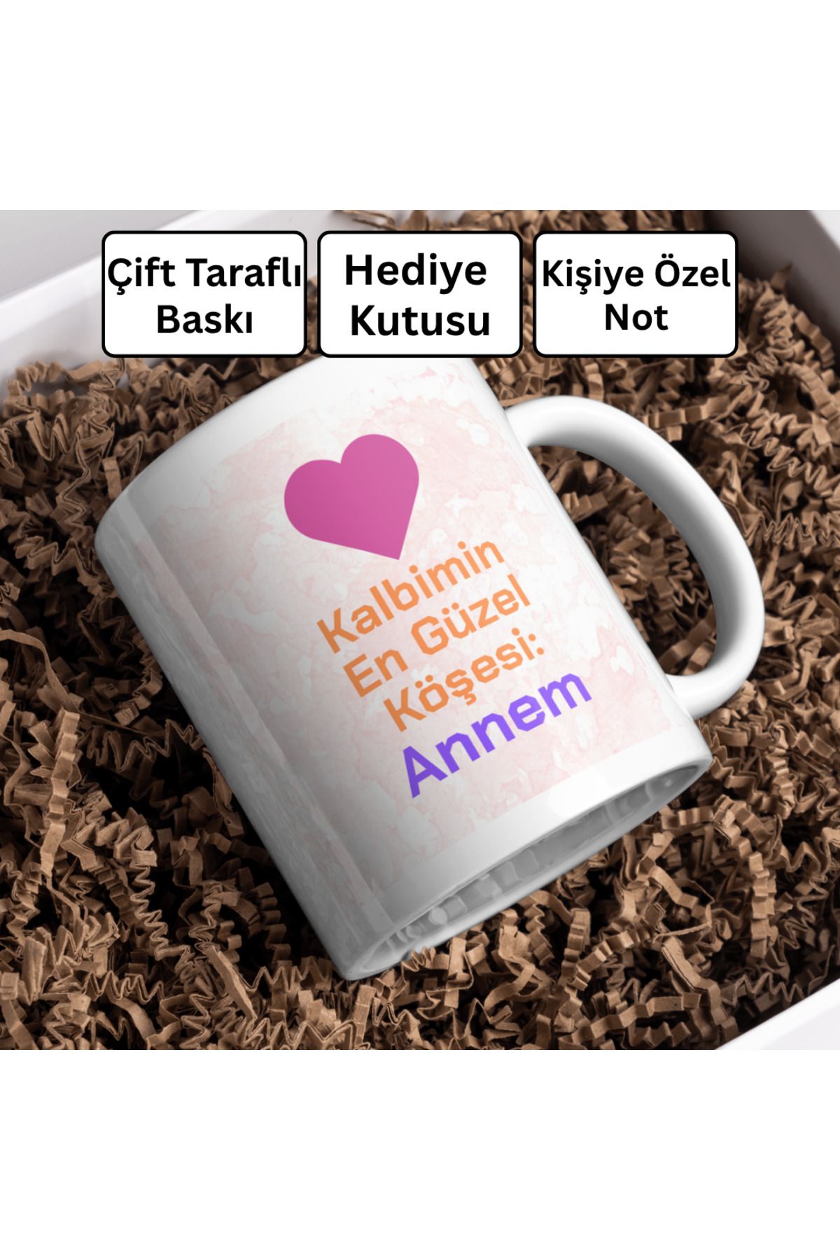 Decorbik Kalbimin En Güzel Köşesi: Annem | Hediye Kutulu + Kişiye Özel Notlu - Anneler Günü Anlamlı Hediye