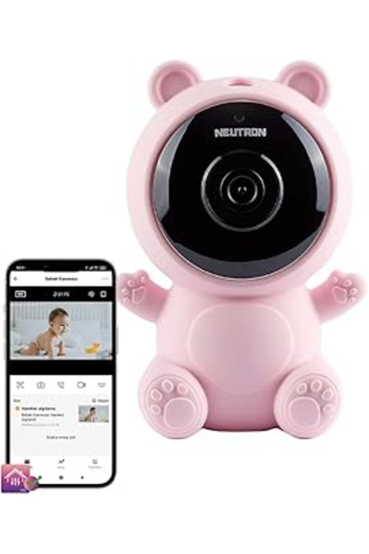 TBSProjects Neutron Ninni Söyleyen Gece Görüşlü Ip Bebek İzleme Kamerası Pembe - App Ile Kontrol - Hareket Algı