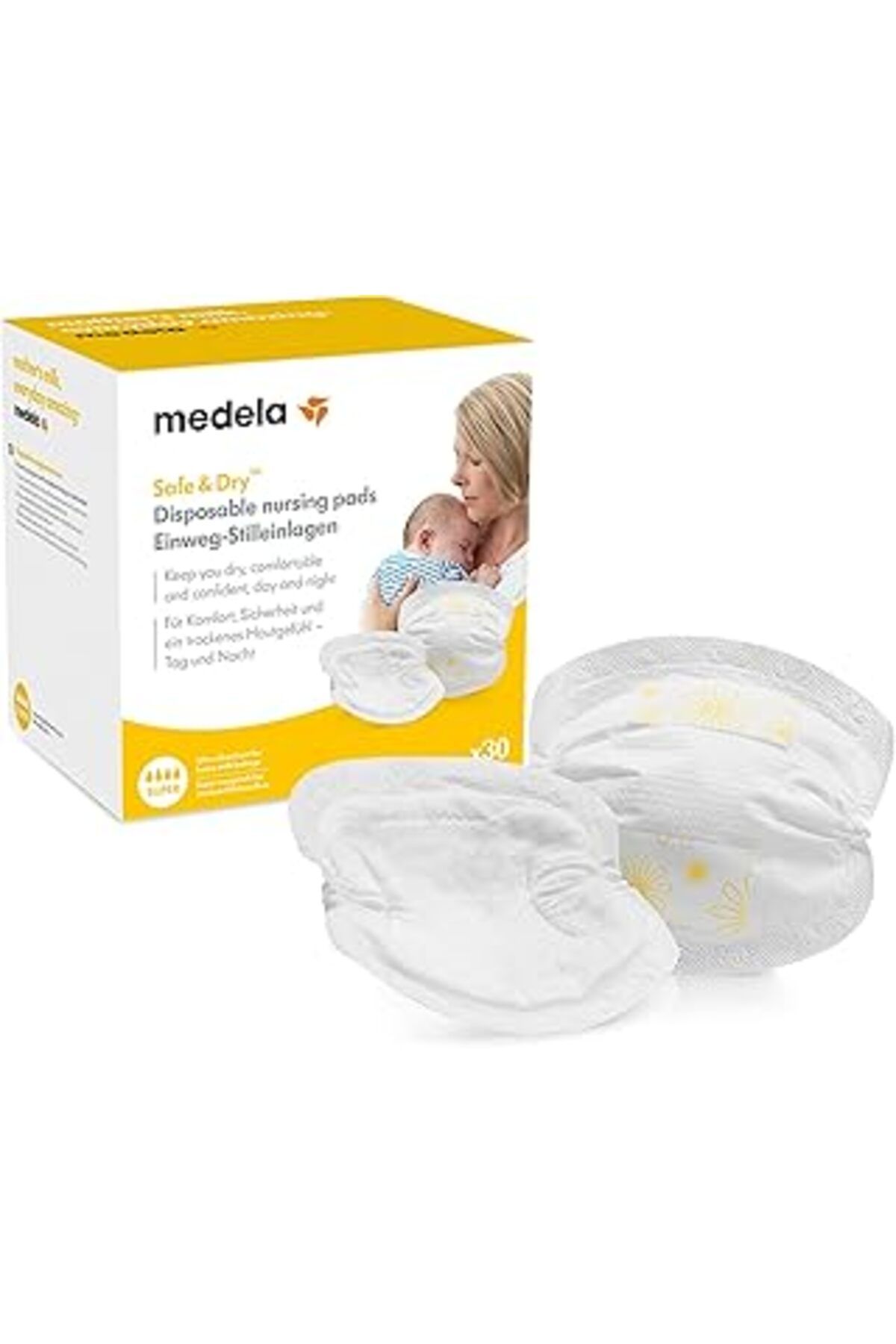Qedii Medela Safe&Dry Göğüs Pedi 30'Lu - Gizli Emzirme Pedleri, 30 Adet Ayrı Ayrı Sarılmış Göğüs Pedi Pak
