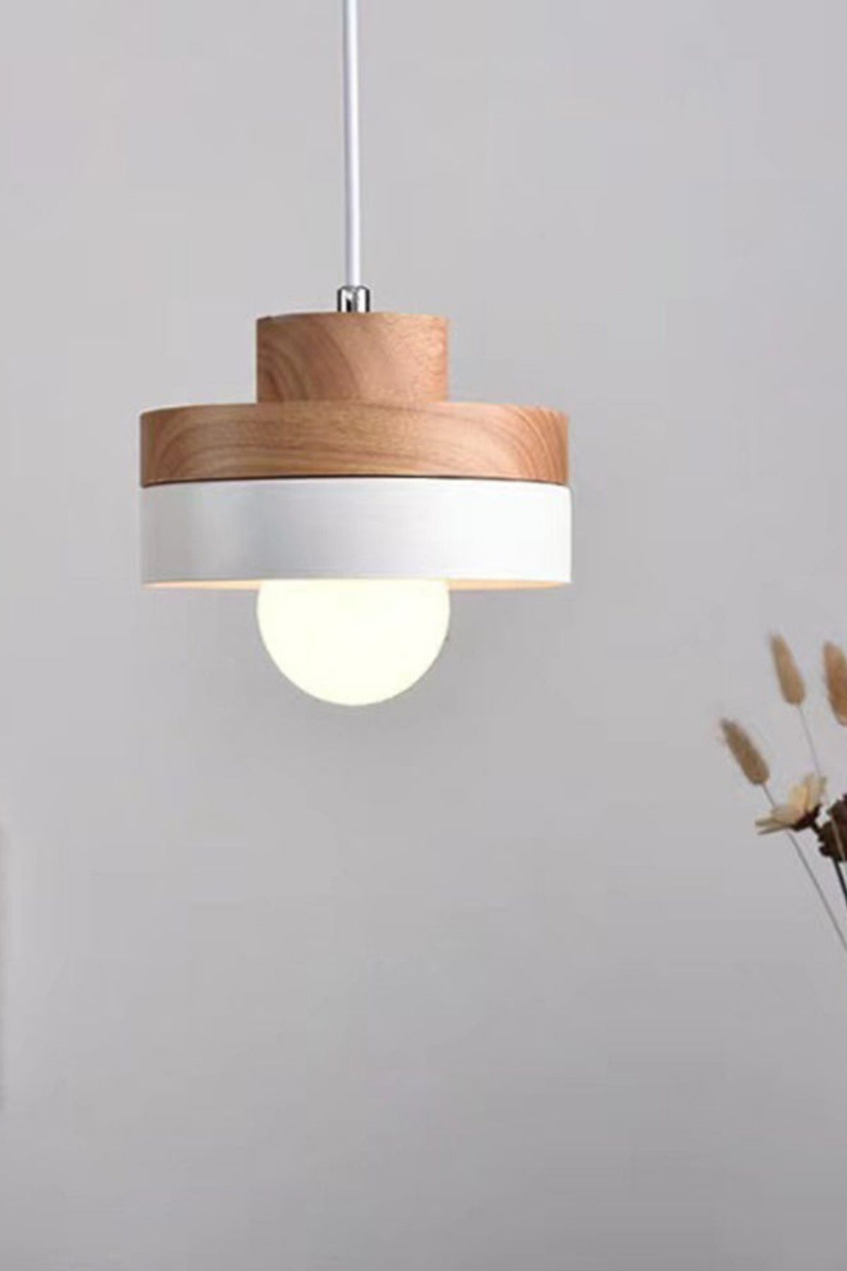 Foggia Clax Oval Ahşap Detaylı Metal Tekli Sarkıt Salon Genç Odası Mutfak Avize
