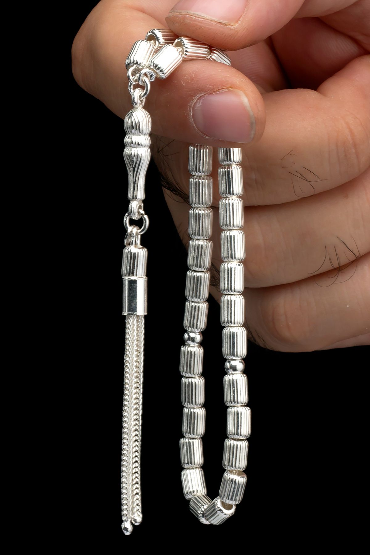 EHİNOS Sertifikalı Gümüş Tespih 5x6.5mm 18Gr Kapsül Kesim