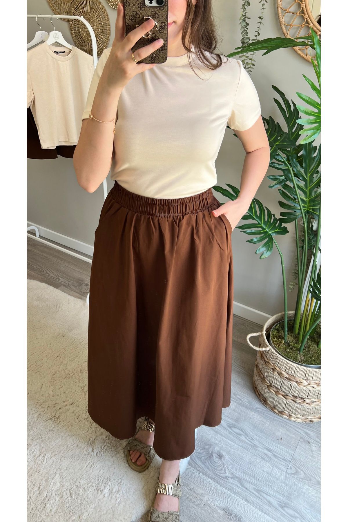 ASEL ÇANKAYA BUTİK Günlük Krem T-shirt