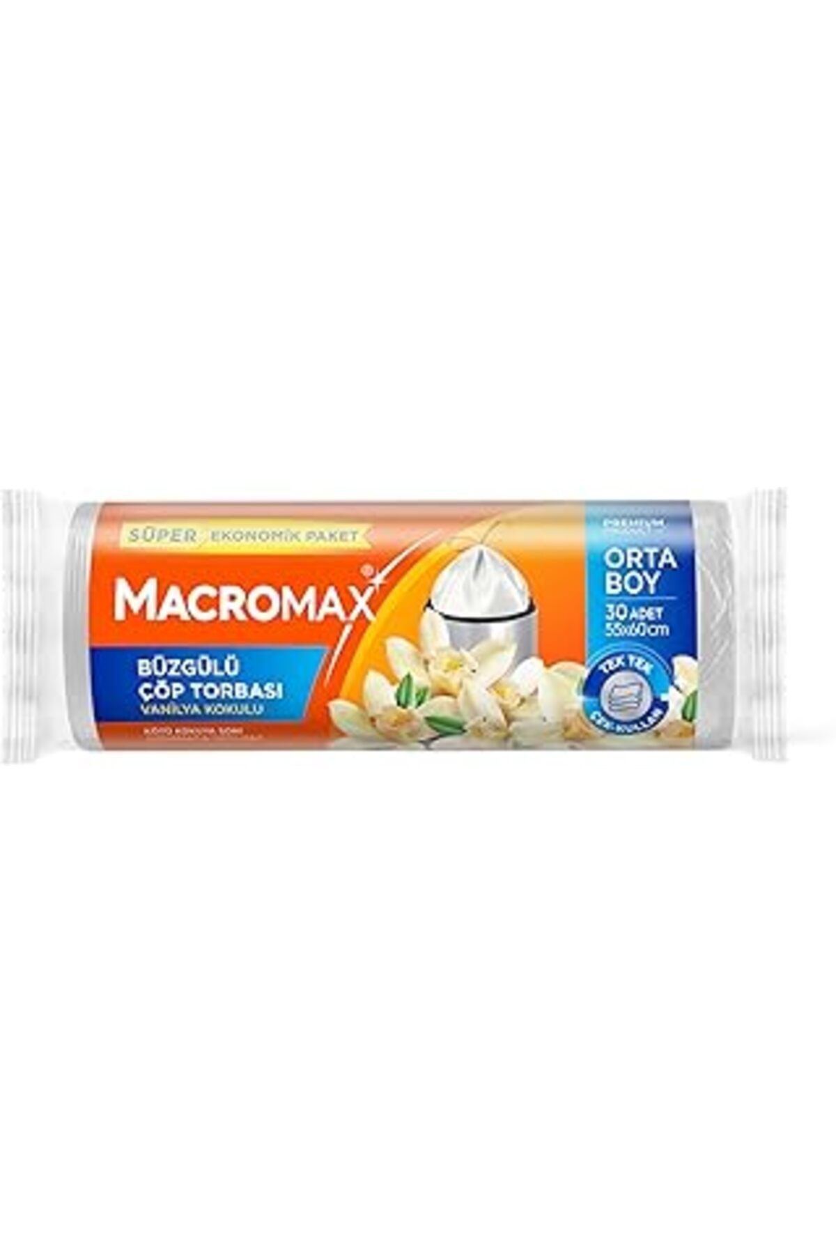 TBSProjects Macromax Büzgülü Çöp Torbası Orta Boy (55X60Cm) Vanilya Kokulu 30 Adet Süper Ekonomik Paket