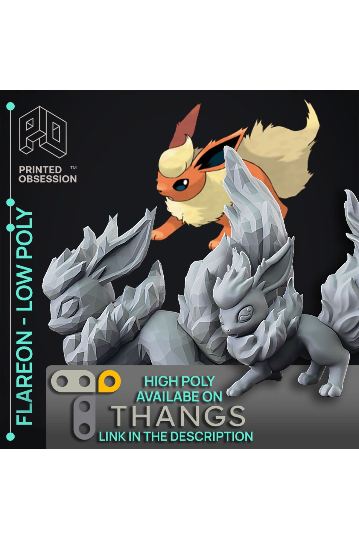 Vision Craft Flareon - Pokemon - Düşük Poli Fan Sanatı
