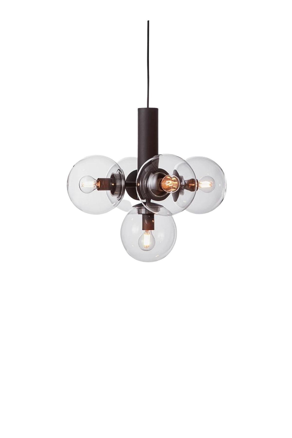 Foggia Uk006 Statik Siyah E14x5 Sarkıt, Mutfak, Salon, Genç Odası Avize