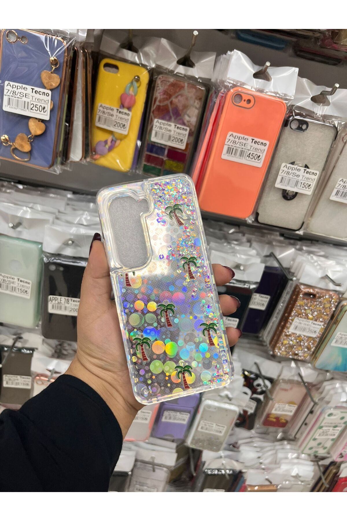 TECNOTREND İnfinix Hot 50 Pro Sulu parıltılı Hologramlı şeffaf silikon kılıf