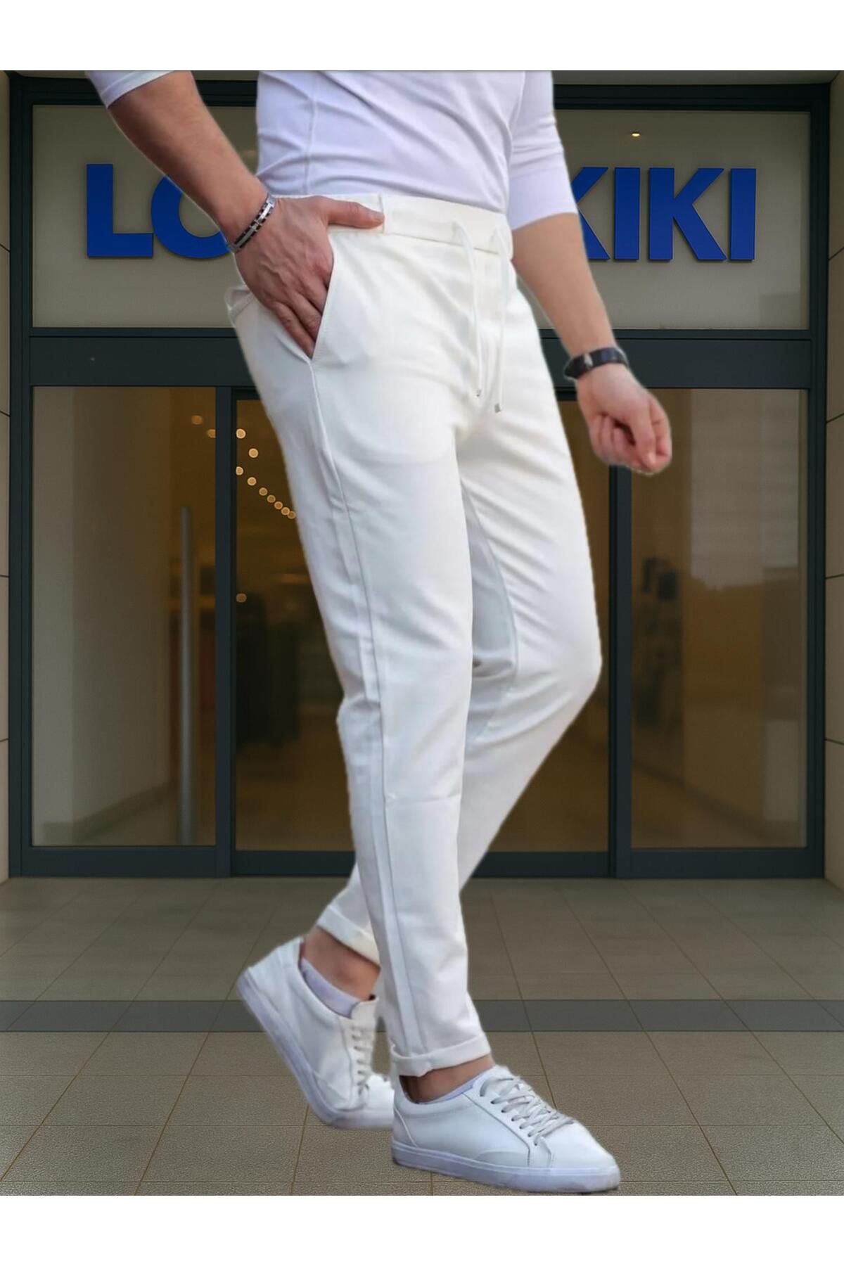 LC Waikiki %100 Pamuk Slim Fit Bağcıklı Paça Detaylı Erkek Pantolon - Şık Tasarım