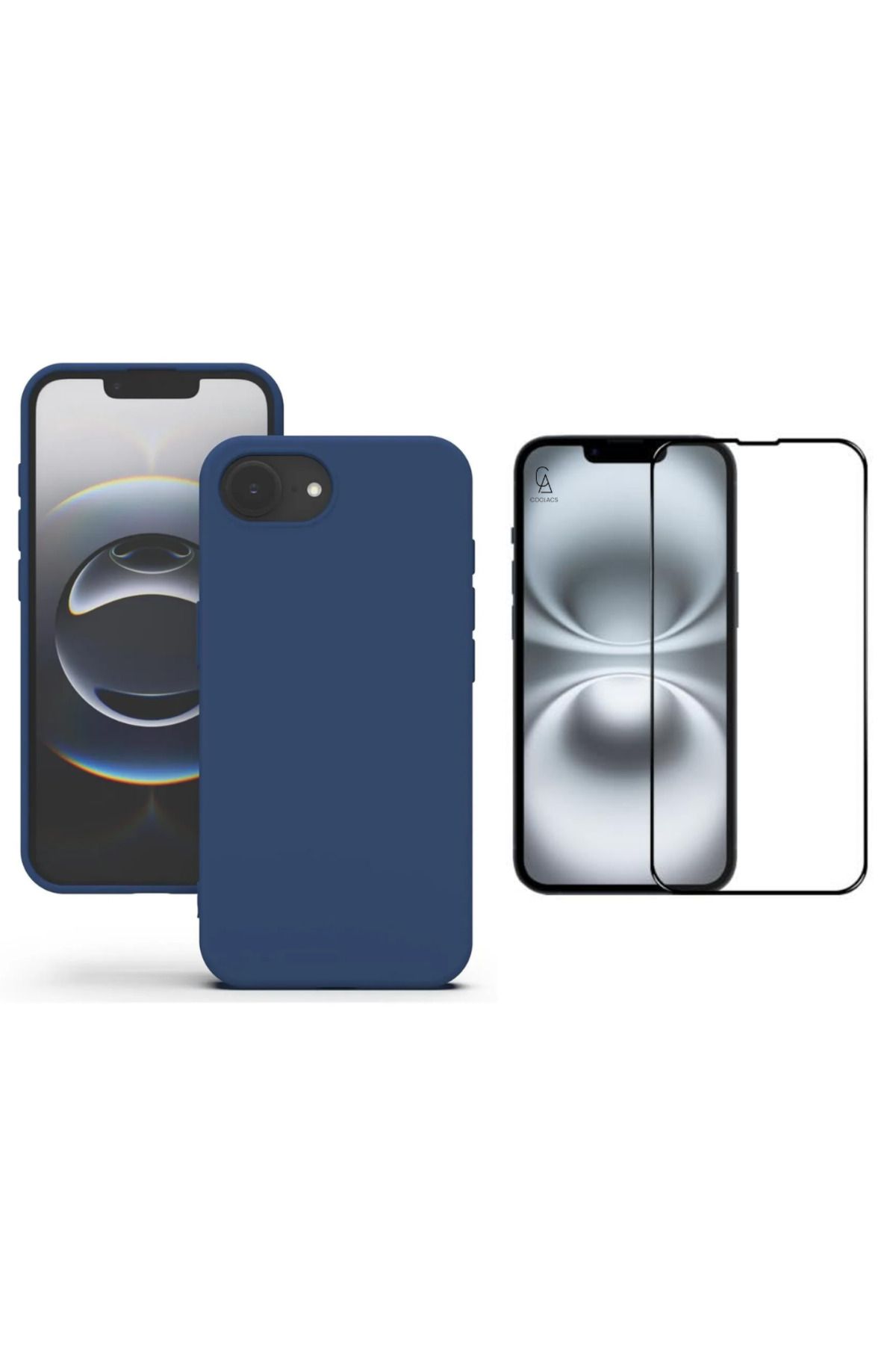 Coolacs Apple iPhone 16E Uyumlu İçi Kadife Lansman Kılıf ve 5D Tam Kaplayan Cam Ekran Koruyucu
